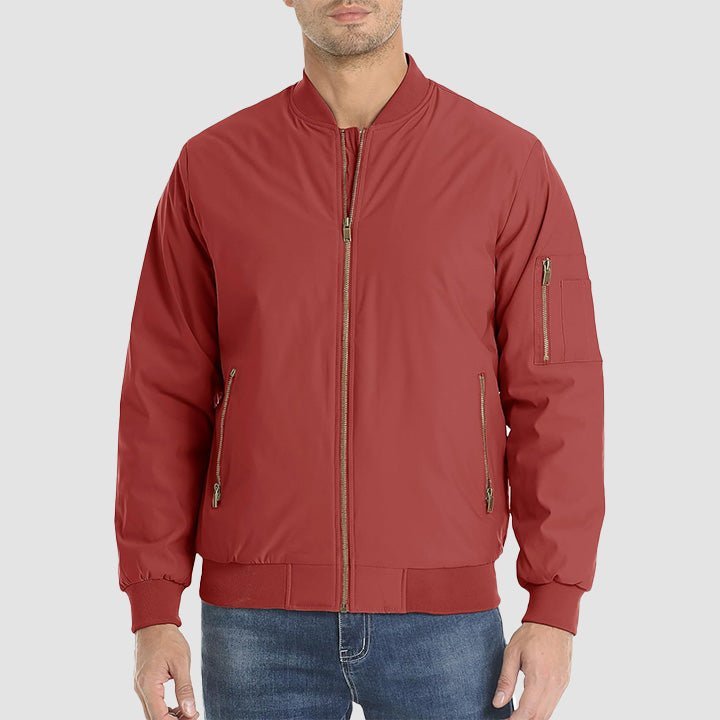 Men's Bomber Jacket – Casual Zip - Up Windbreaker Orange by MAGCOMSEN