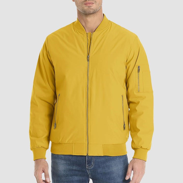 Men's Bomber Jacket – Casual Zip - Up Windbreaker Yellow by MAGCOMSEN