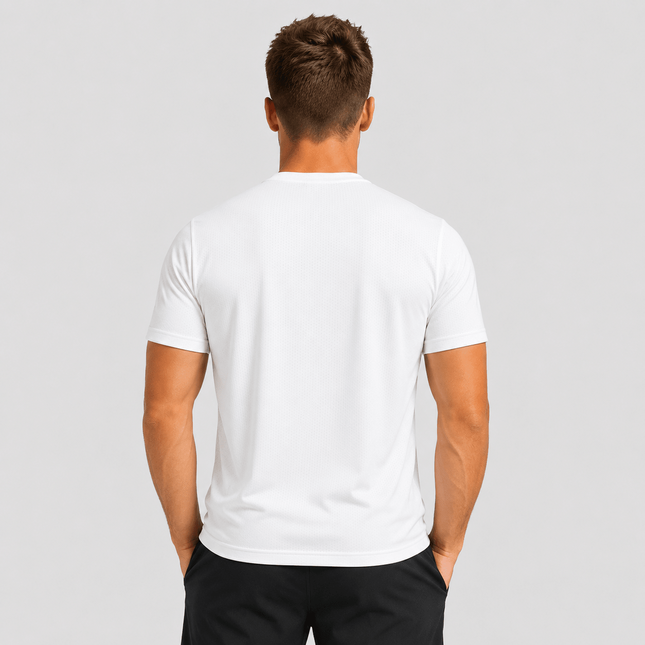 Men's Breathable Mesh Workout T-Shirt – Quick Dry 4-Way Stretch White by MAGCOMSEN