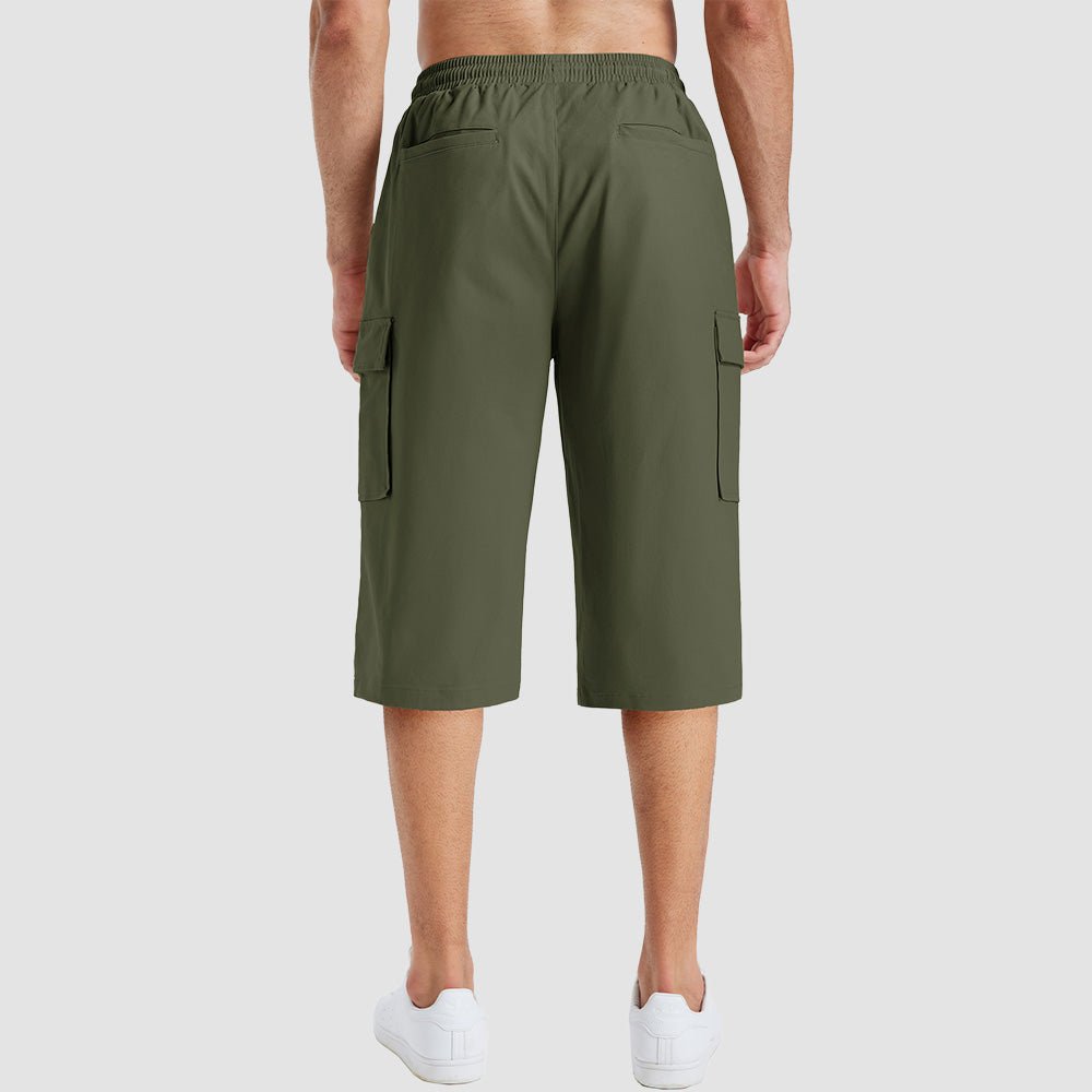 Men's Cotton Cargo Shorts - Below Knee Stretch Work Shorts Army Green by MAGCOMSEN