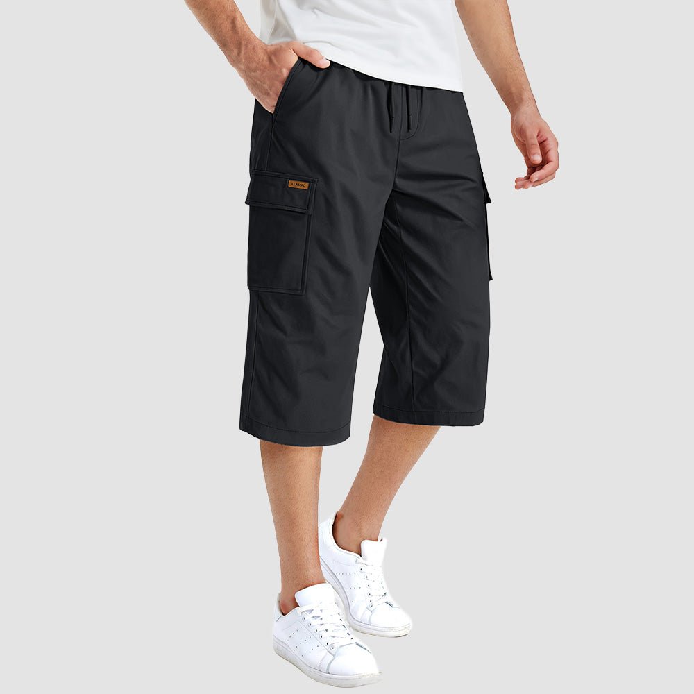 Men's Cotton Cargo Shorts - Below Knee Stretch Work Shorts Black by MAGCOMSEN