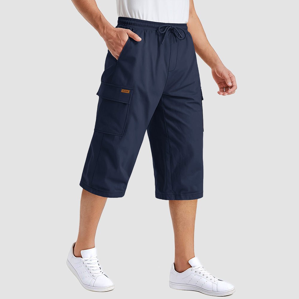 Men's Cotton Cargo Shorts - Below Knee Stretch Work Shorts Navy by MAGCOMSEN