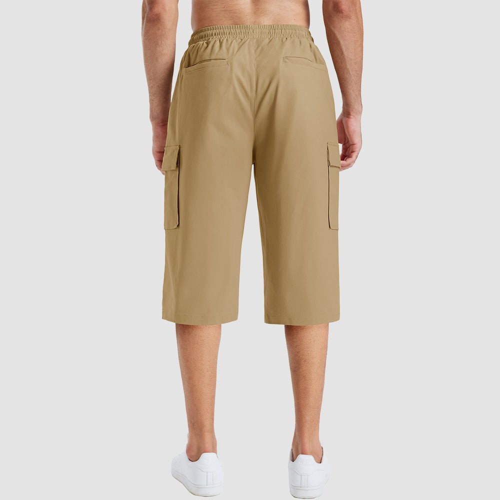 Men's Cotton Cargo Shorts - Below Knee Stretch Work Shorts Khaki by MAGCOMSEN
