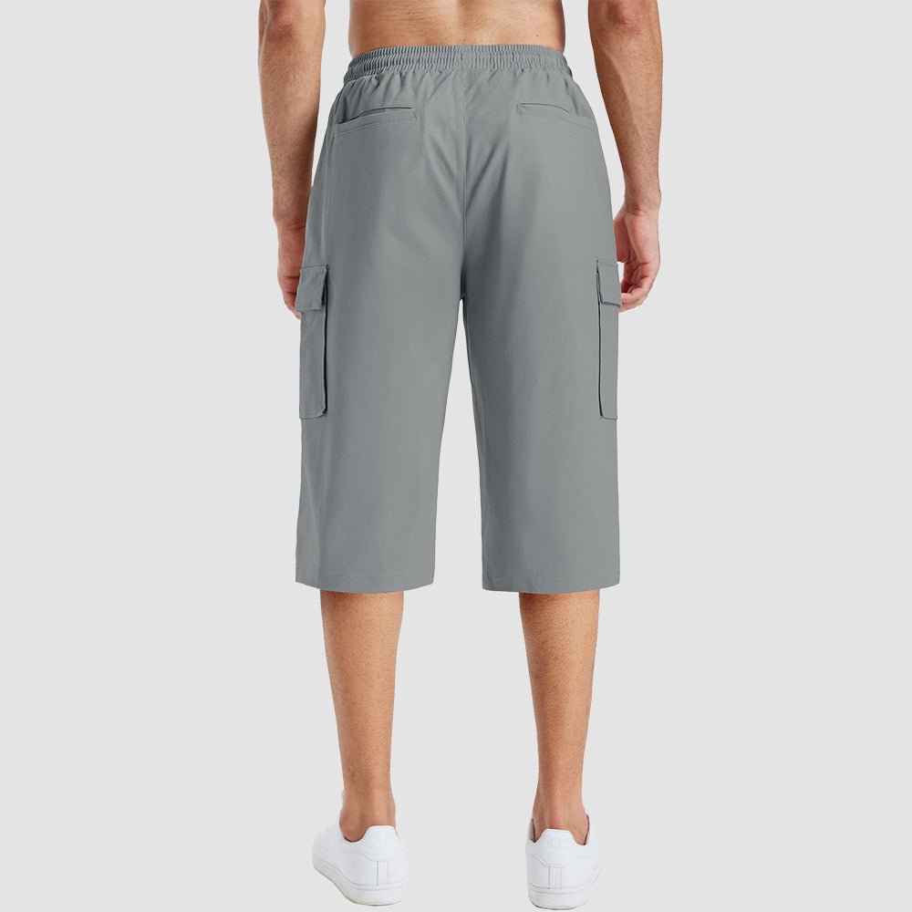 Men's Cotton Cargo Shorts - Below Knee Stretch Work Shorts Light Grey by MAGCOMSEN