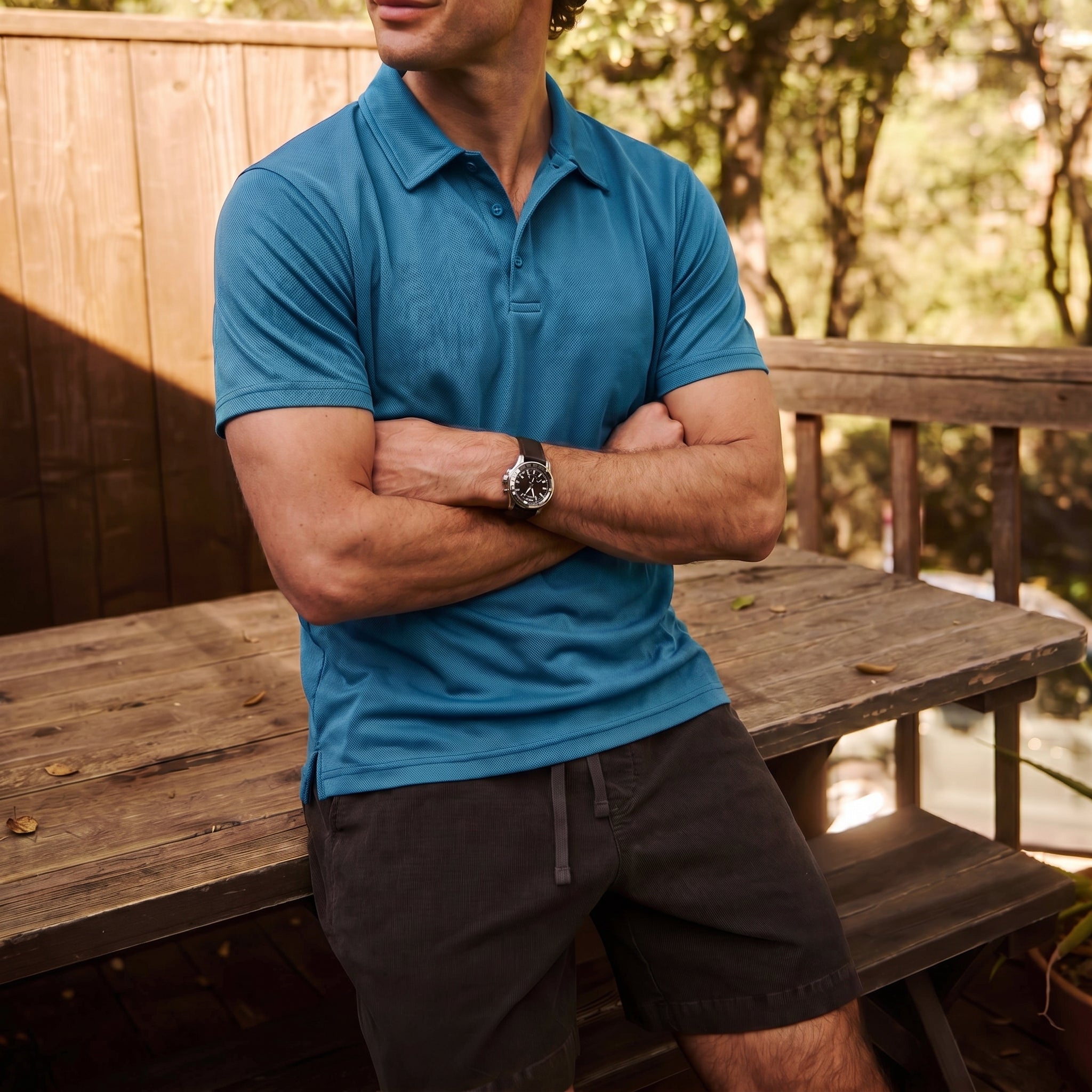 Men's Golf Quick Dry Polo Shirt Blue Green by MAGCOMSEN