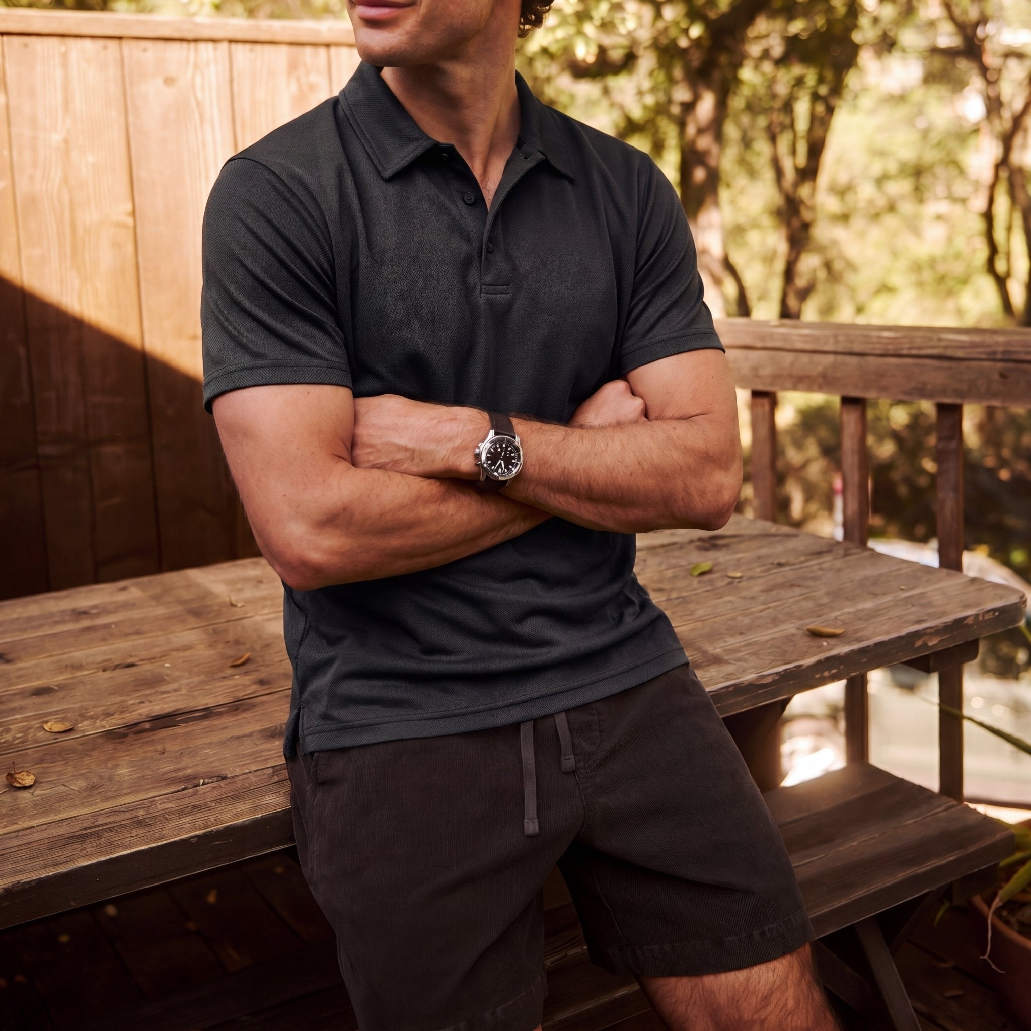 MAGCOMSEN Men's Golf Quick Dry Polo Shirt Black by MAGCOMSEN #Color_Black