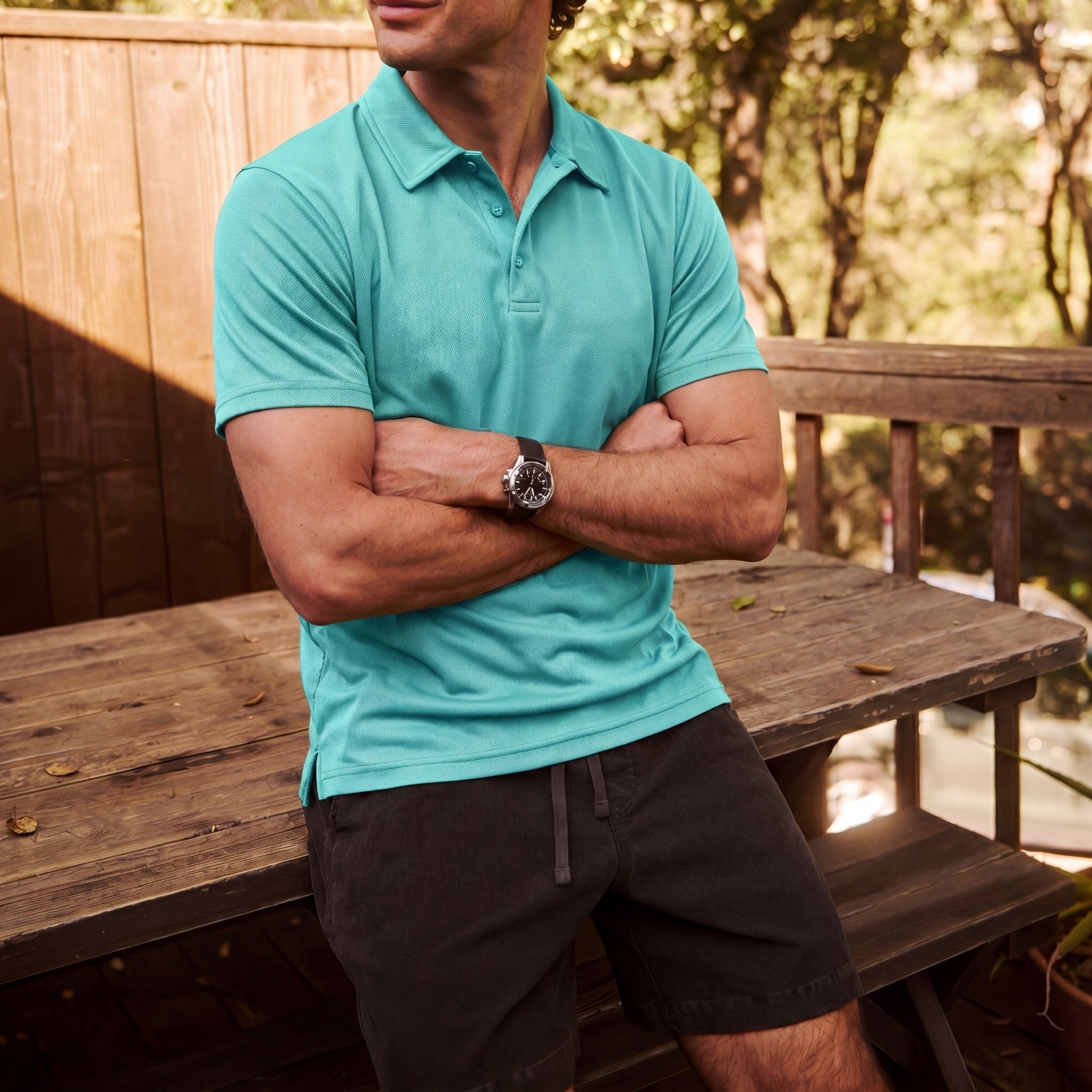 MAGCOMSEN Men's Golf Quick Dry Polo Shirt Water Blue by MAGCOMSEN #Color_Water Blue