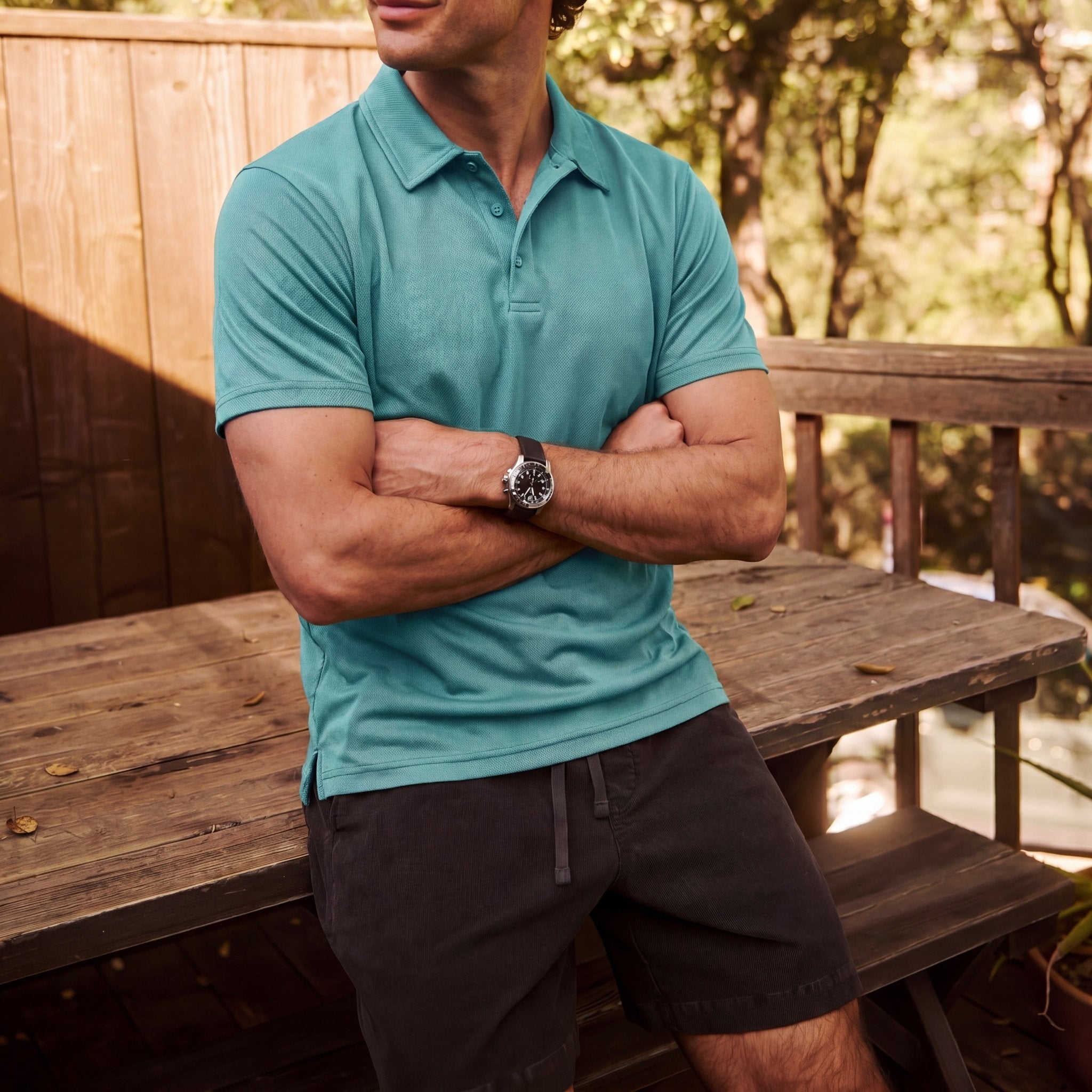 Men's Golf Quick Dry Polo Shirt Grey Green by MAGCOMSEN
