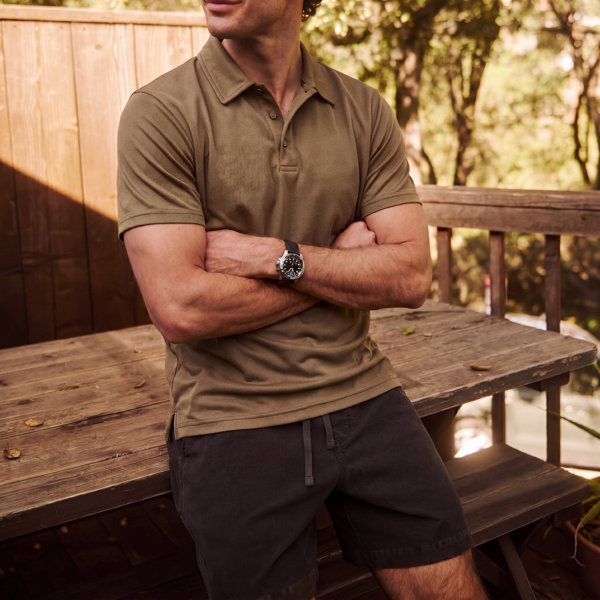 MAGCOMSEN Men's Golf Quick Dry Polo Shirt Brown by MAGCOMSEN #Color_Brown