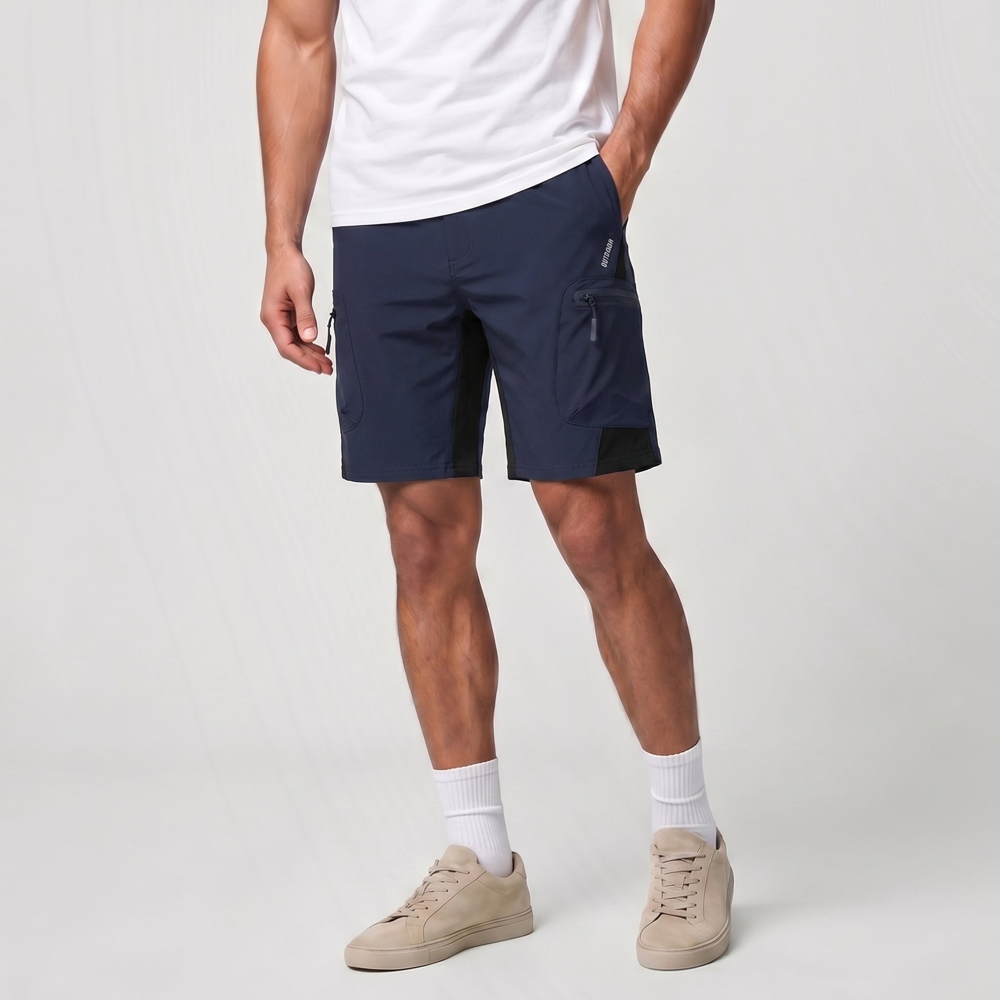 Navy MAGCOMSEN Men's Hiking Cargo Shorts - Water Resistant Quick Dry Golf Shorts in #Color_Navy