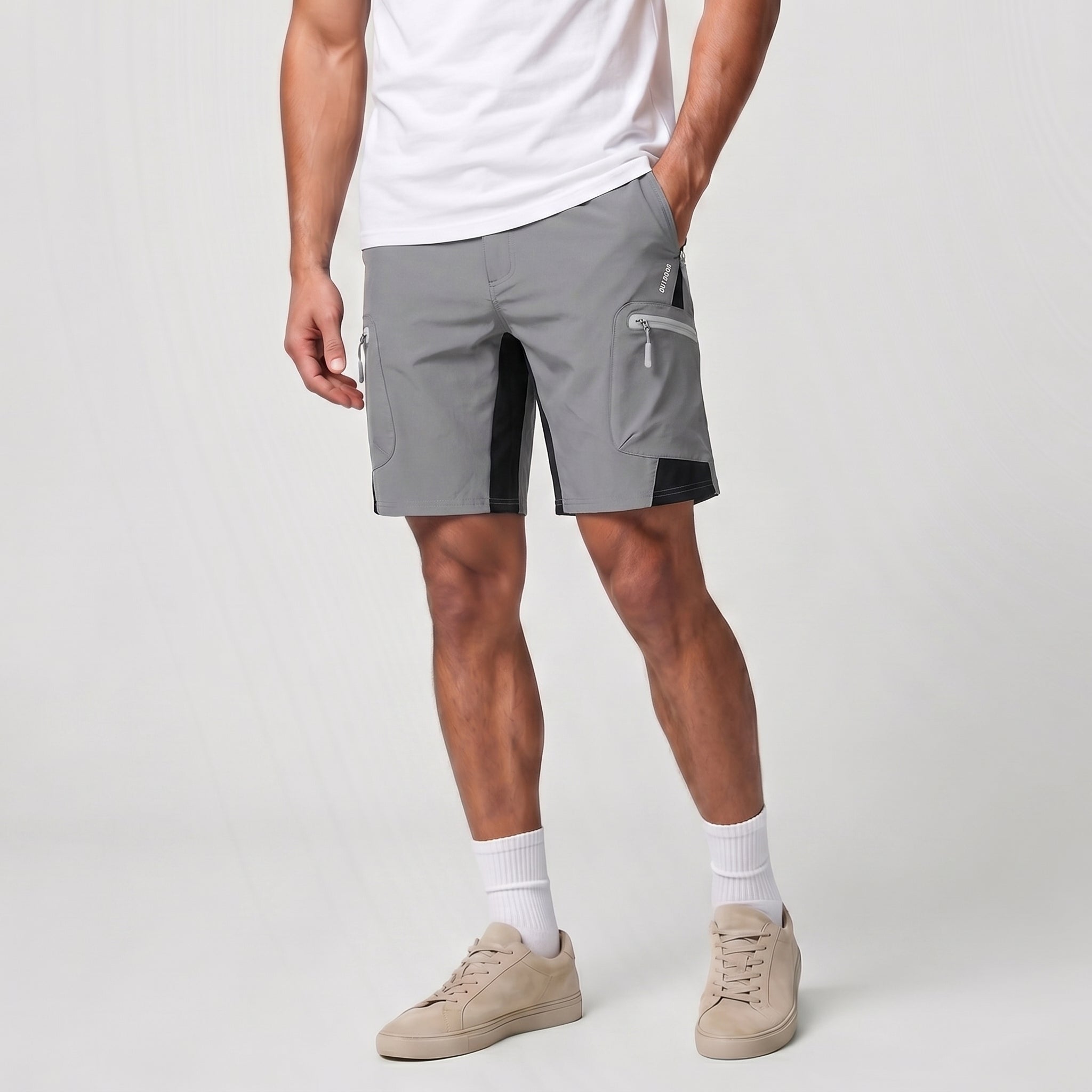 Light Grey MAGCOMSEN Men's Hiking Cargo Shorts - Water Resistant Quick Dry Golf Shorts in #Color_Light Grey