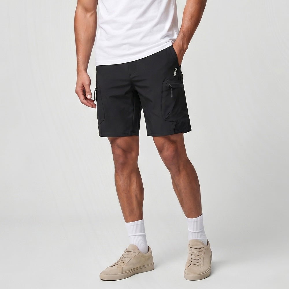 Black MAGCOMSEN Men's Hiking Cargo Shorts - Water Resistant Quick Dry Golf Shorts in #Color_Black