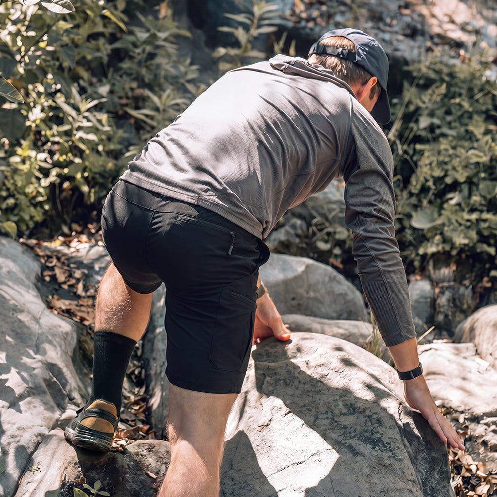 Black Men's Quick Dry Cargo Shorts - MAGCOMSEN #Color_Black