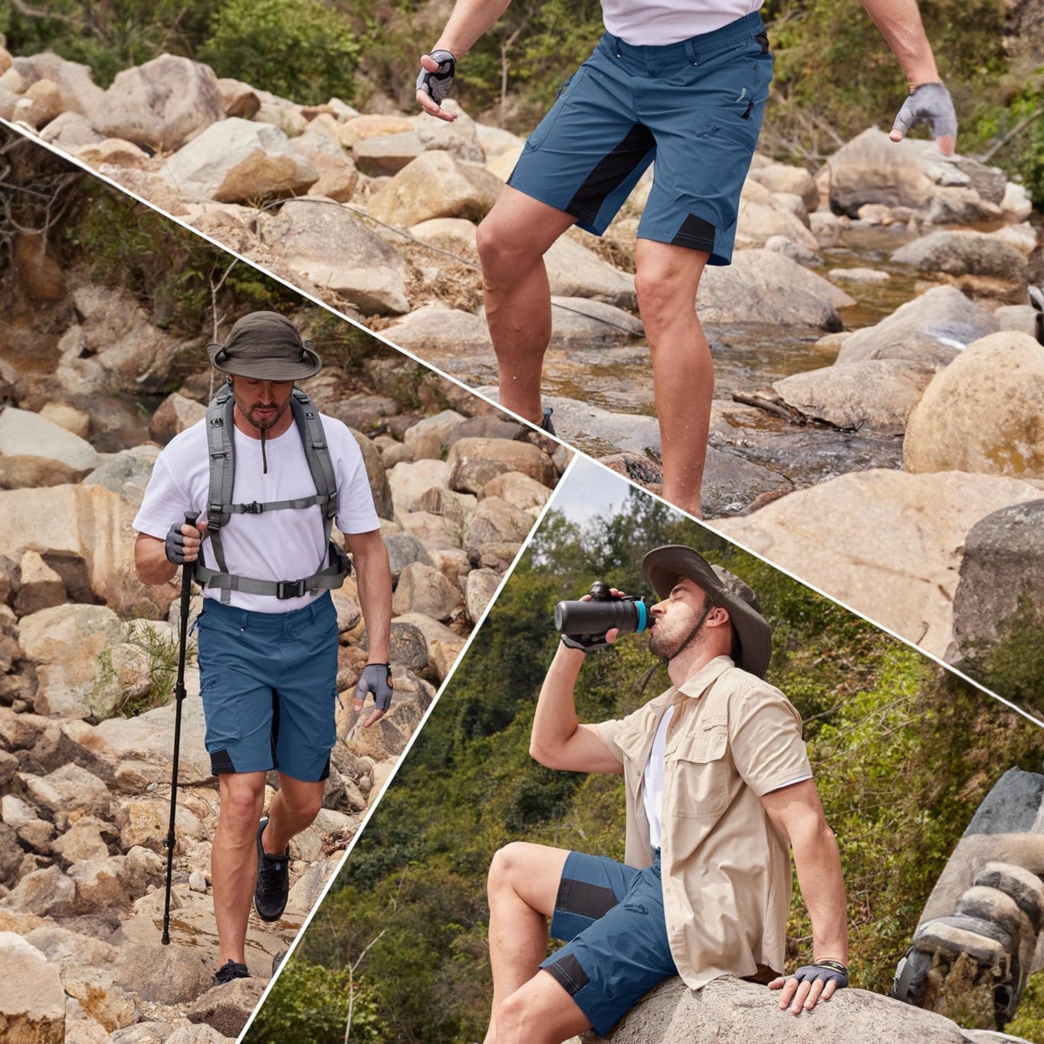 Dark Grey Men's Quick Dry Cargo Shorts - MAGCOMSEN #Color_Blue Grey