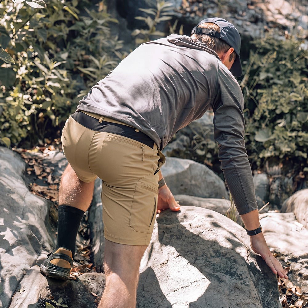 Khaki Men's Quick Dry Cargo Shorts - MAGCOMSEN #Color_Khaki