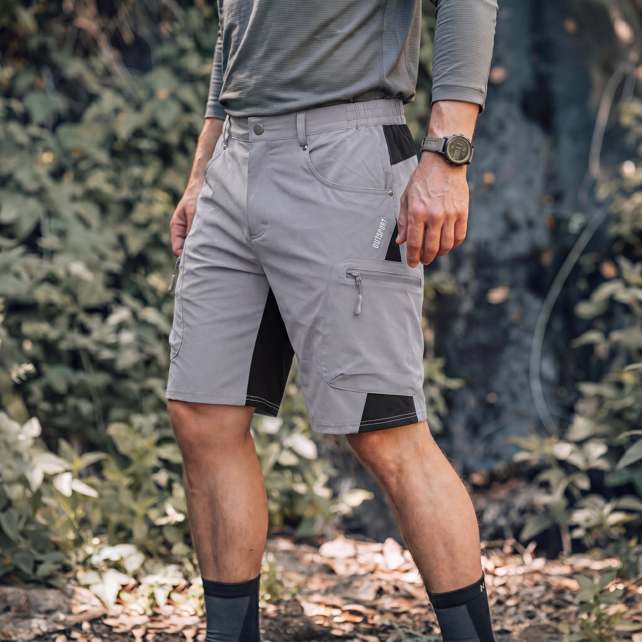 Light Grey Men's Quick Dry Cargo Shorts - MAGCOMSEN #Color_Light Grey