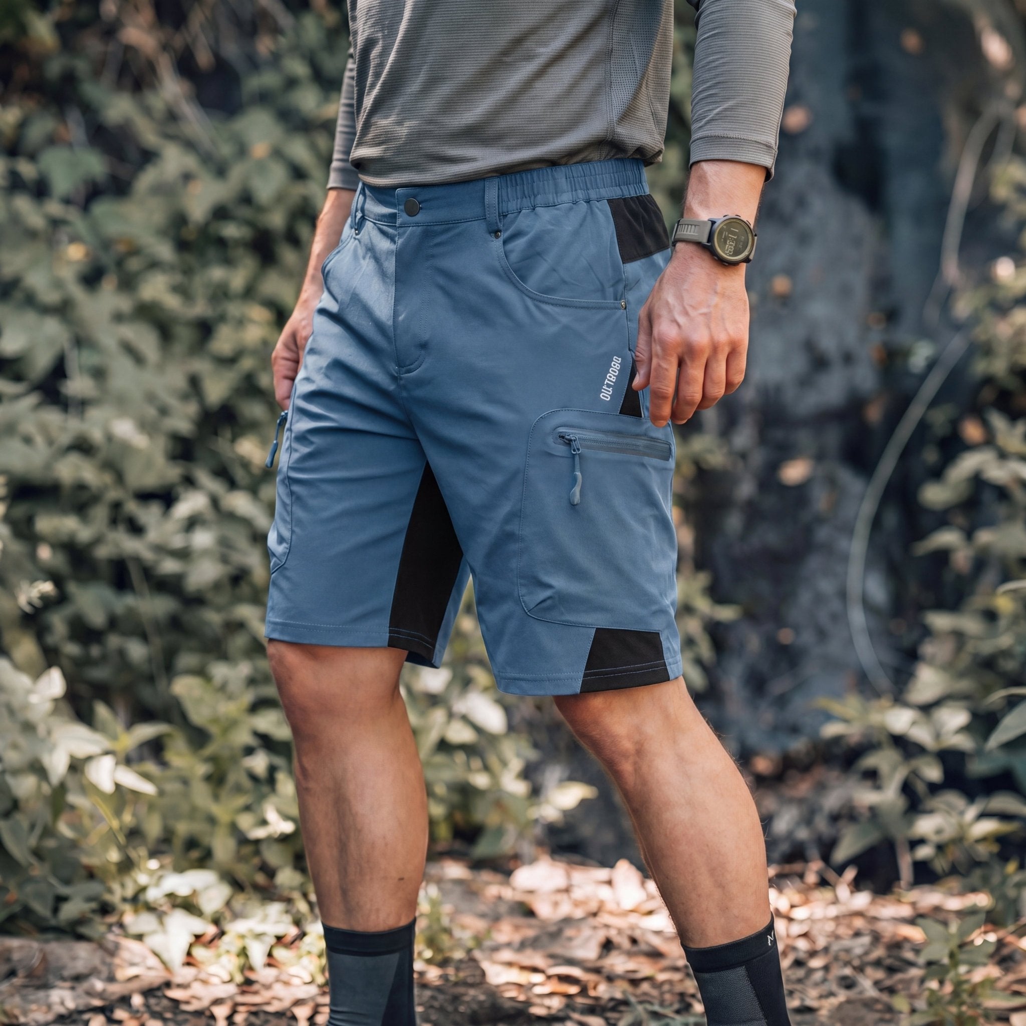 Blue Grey Men's Quick Dry Cargo Shorts - MAGCOMSEN #Color_Blue Grey