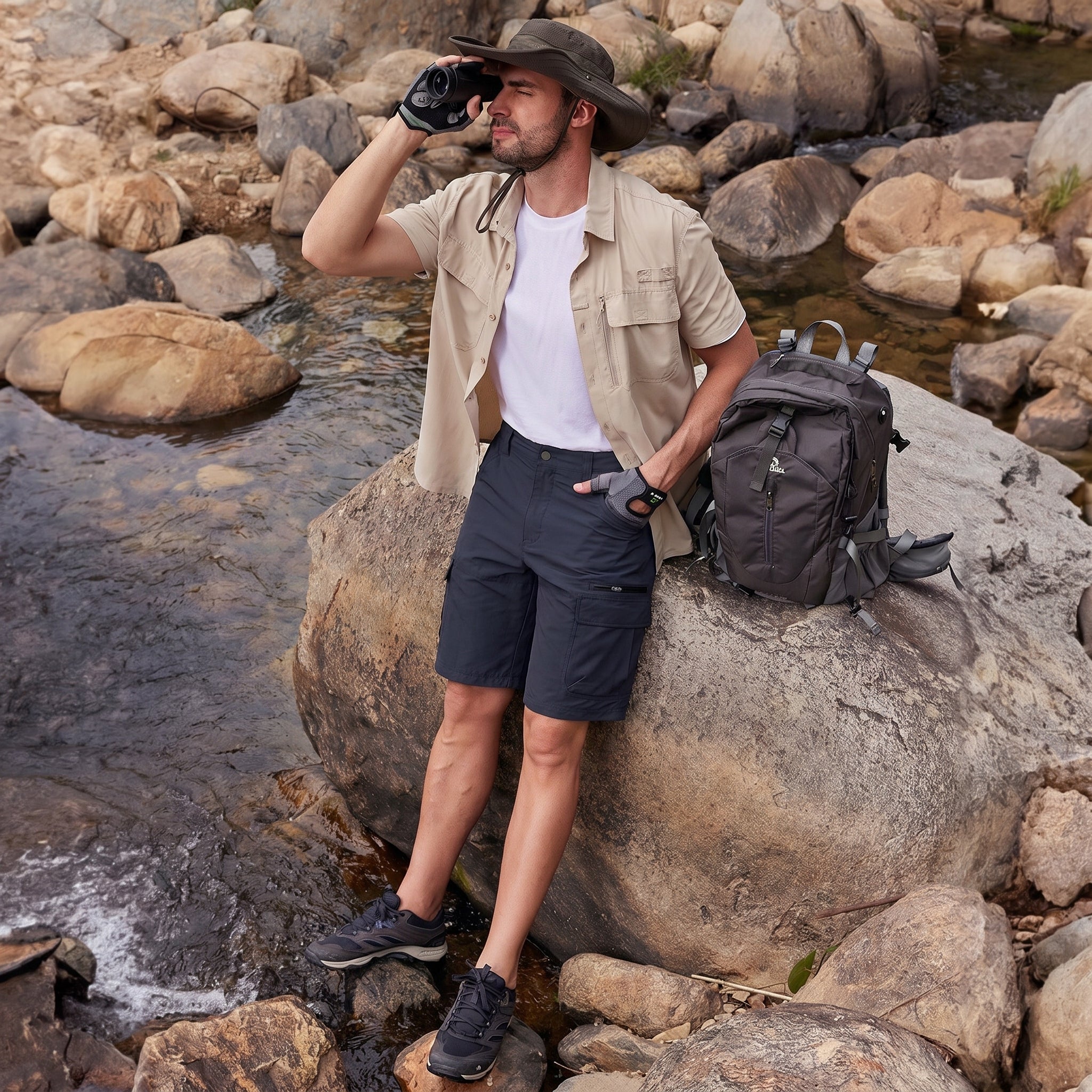Men's Quick Dry Cargo Shorts Navy by MAGCOMSEN
