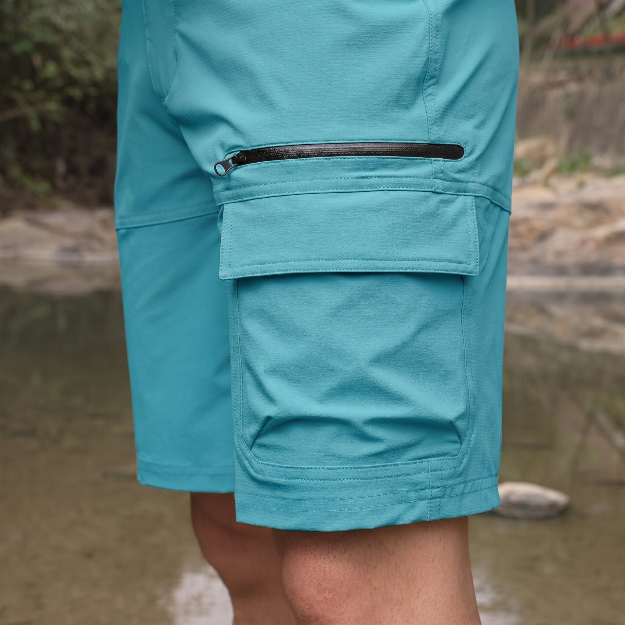 Men's Quick Dry Cargo Shorts Lake Blue by MAGCOMSEN