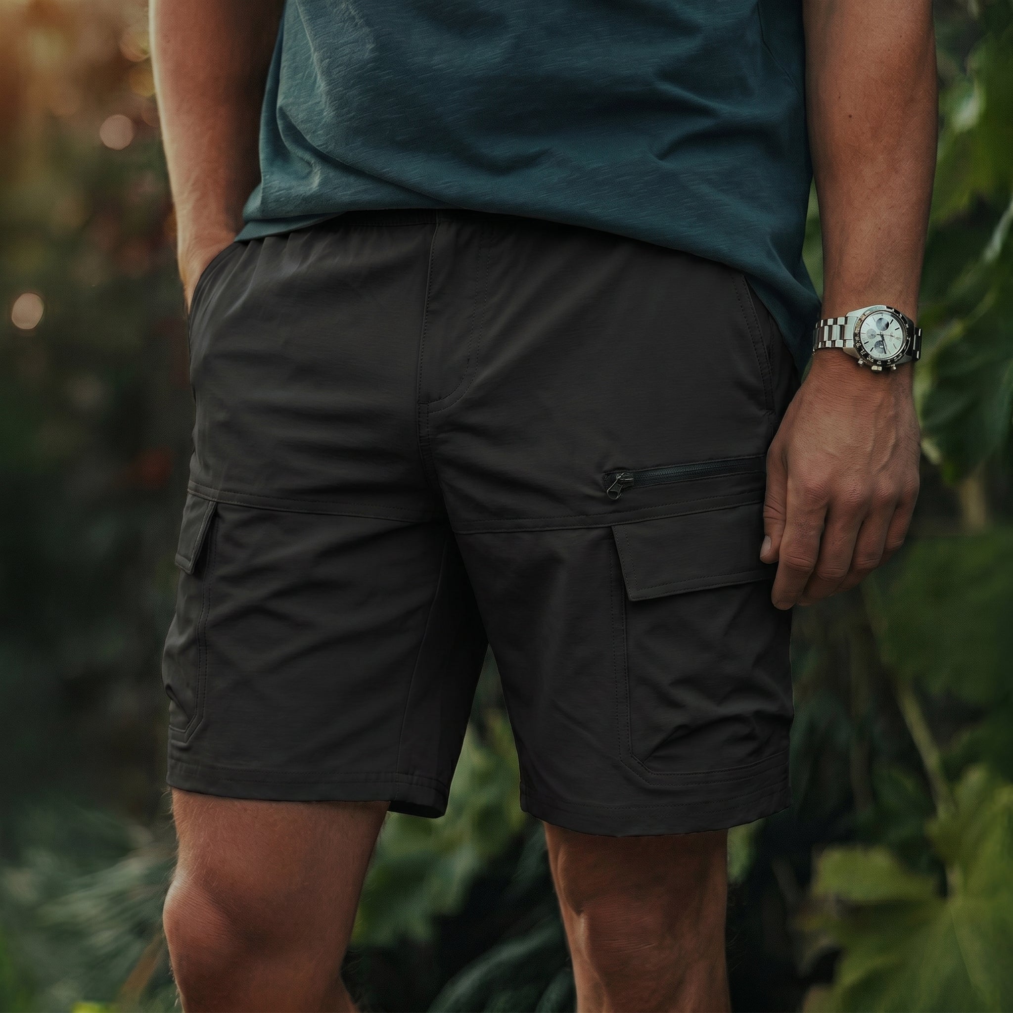 Men's Quick Dry Cargo Shorts Black by MAGCOMSEN