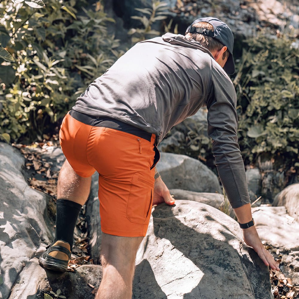Orange Men's Quick Dry Cargo Shorts - MAGCOMSEN #Color_Orange