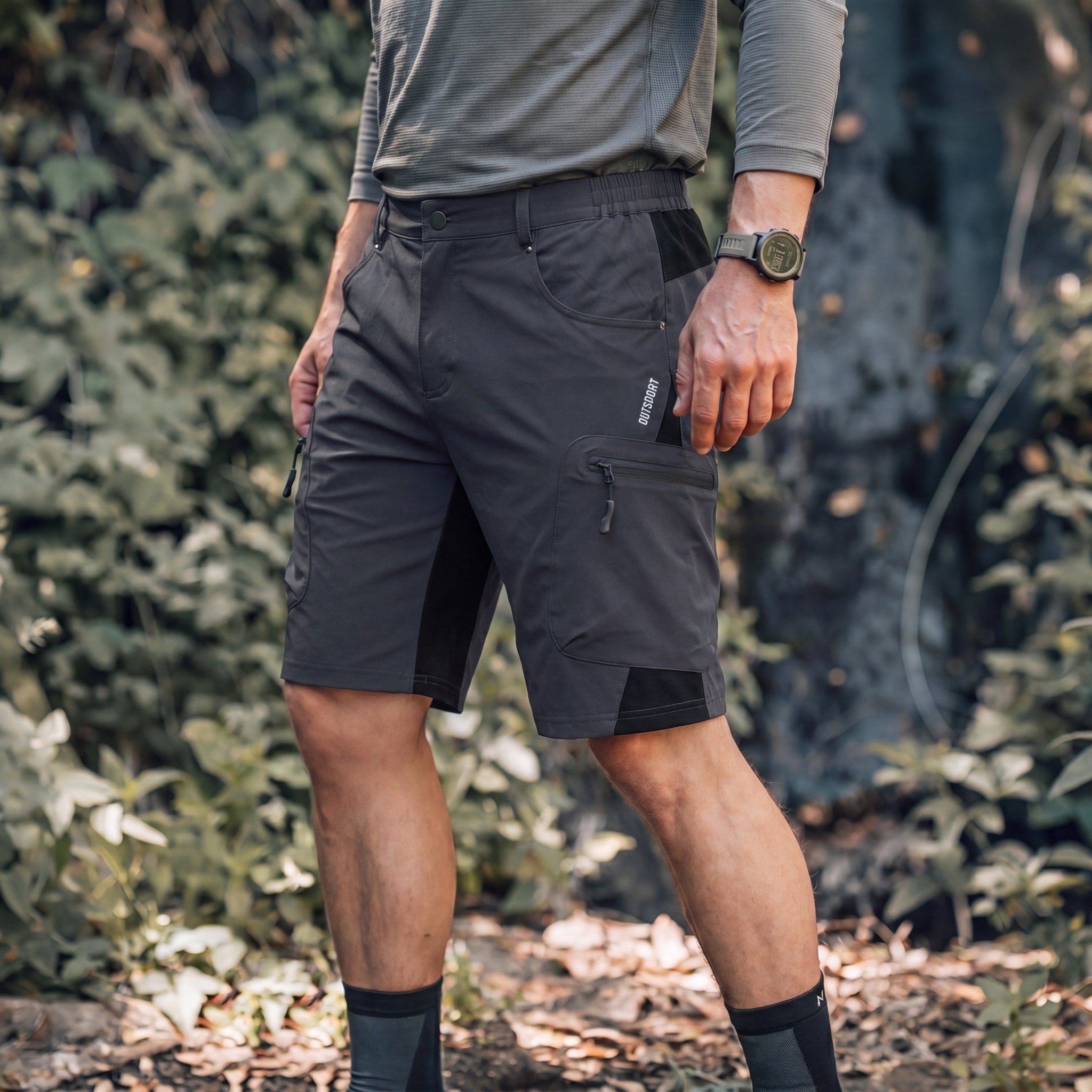 Dark Grey Men's Quick Dry Cargo Shorts - MAGCOMSEN #Color_Dark Grey