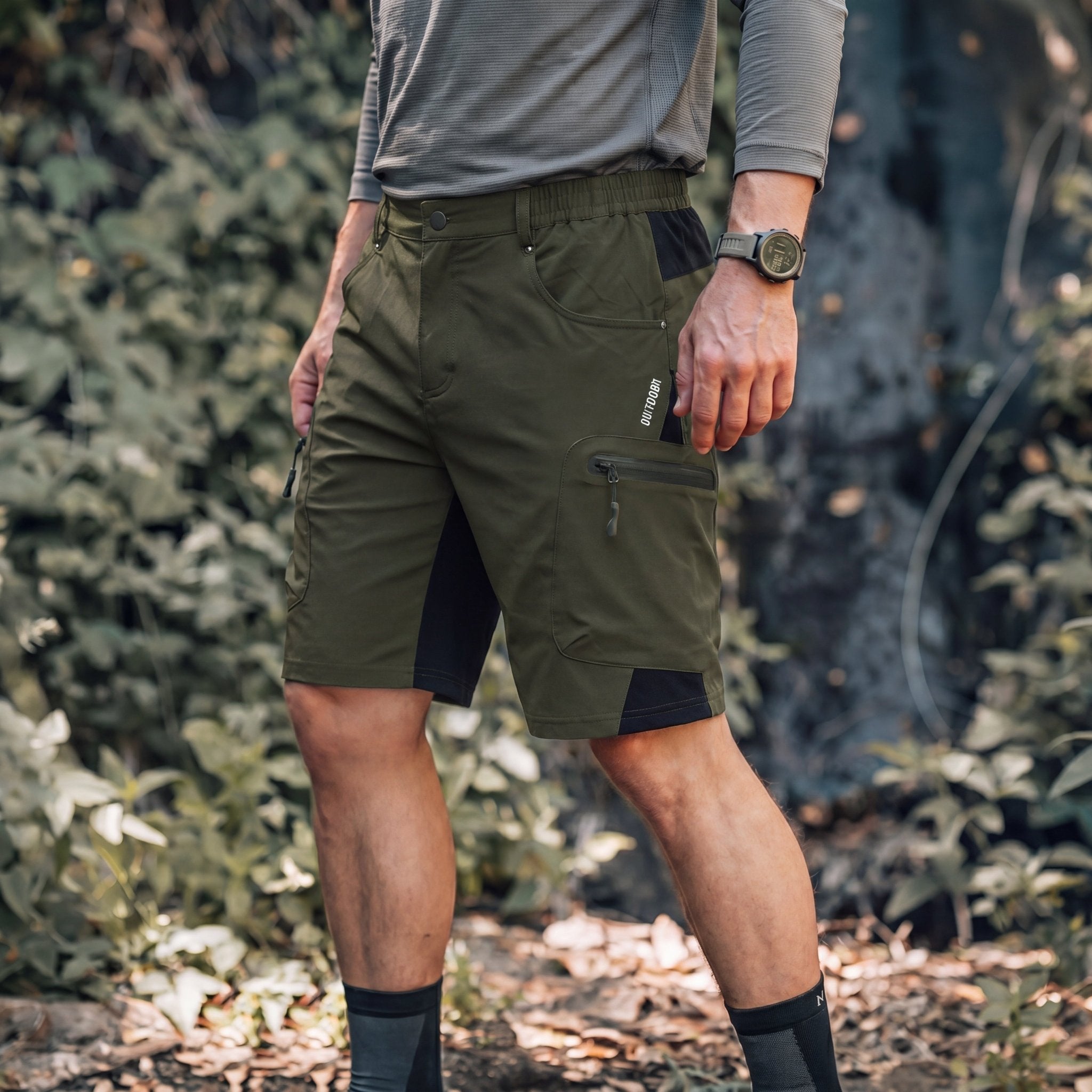 Green Men's Quick Dry Cargo Shorts - MAGCOMSEN #Color_Green