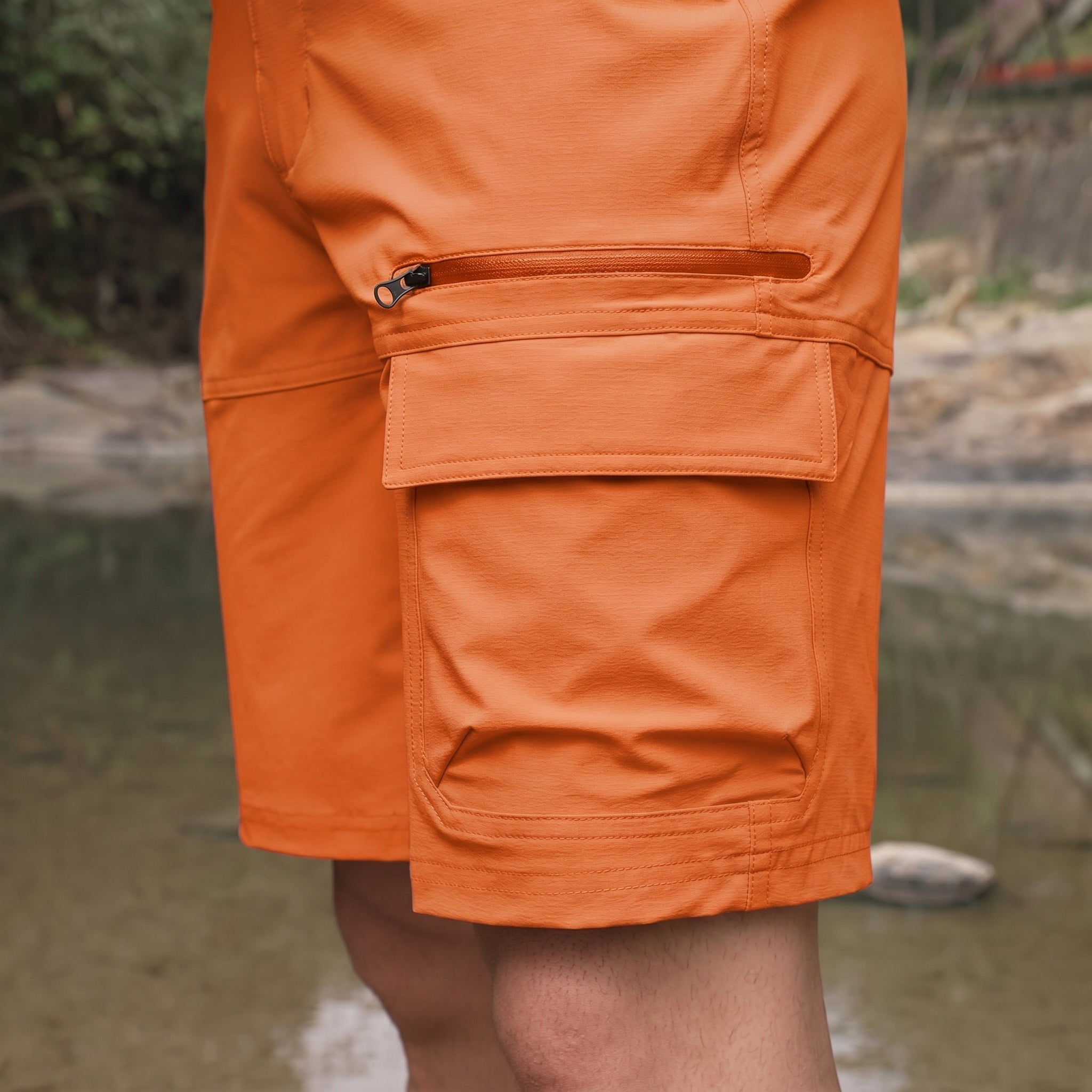 Men's Quick Dry Cargo Shorts Orange by MAGCOMSEN