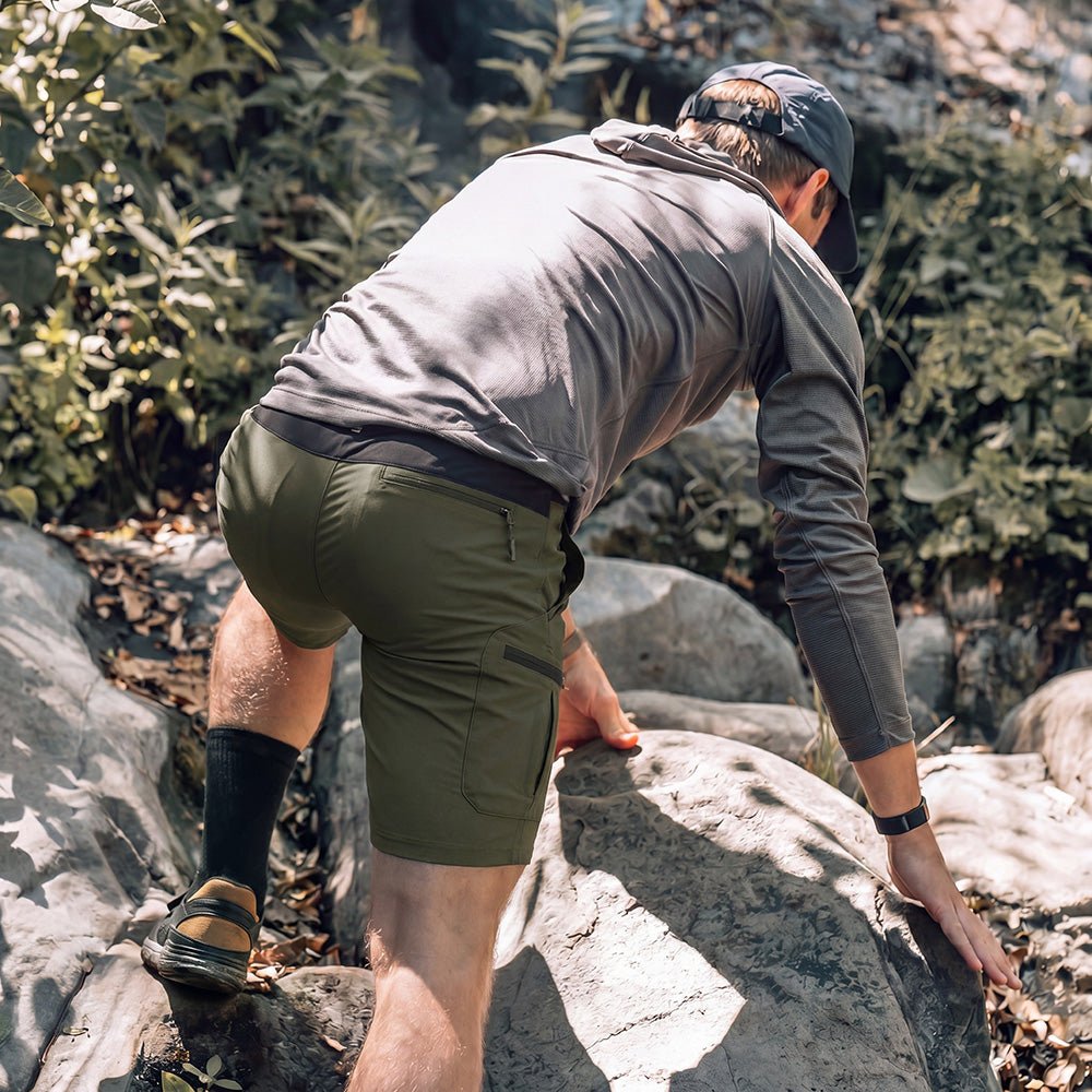 Green Men's Quick Dry Cargo Shorts - MAGCOMSEN #Color_Green