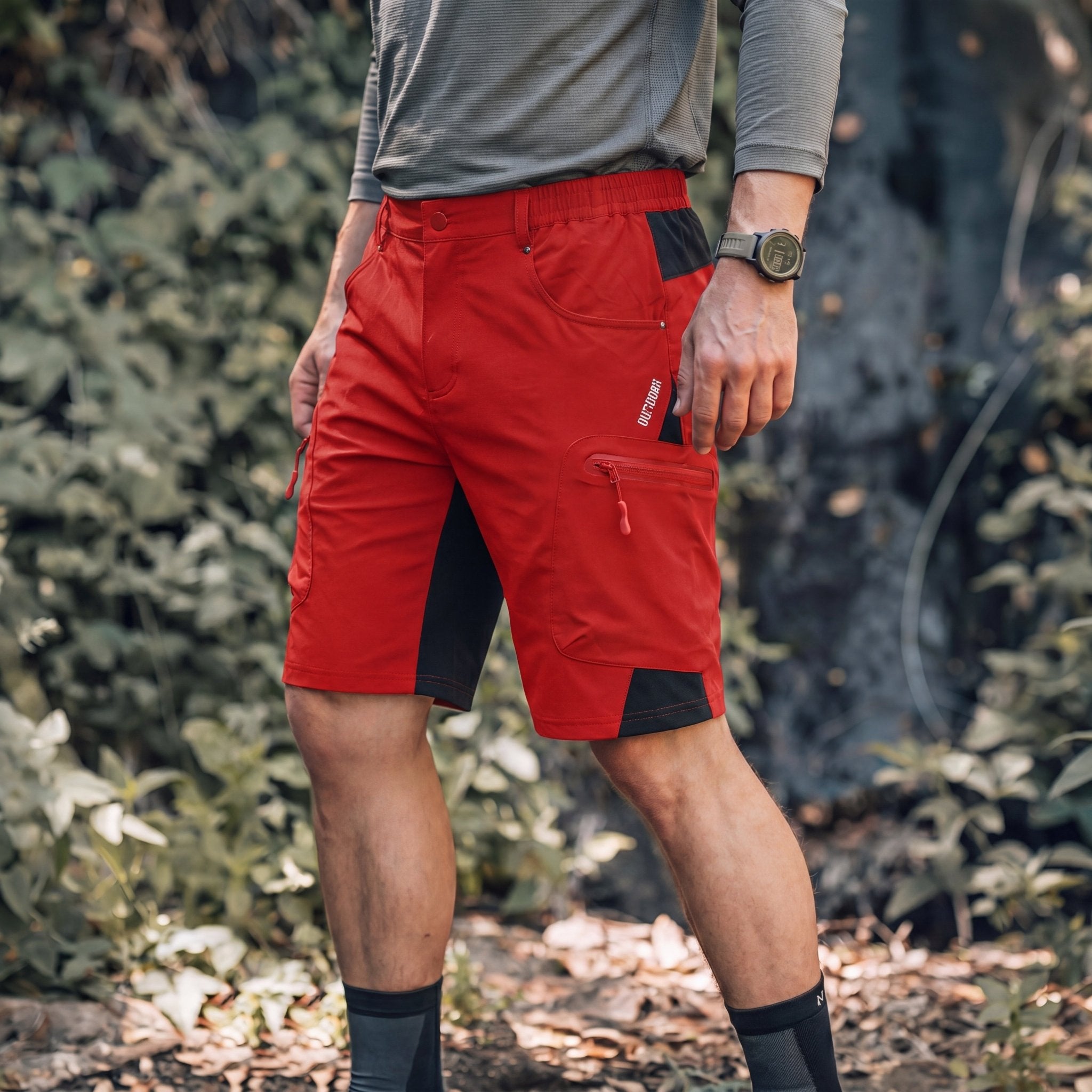 Red Men's Quick Dry Cargo Shorts - MAGCOMSEN #Color_Red
