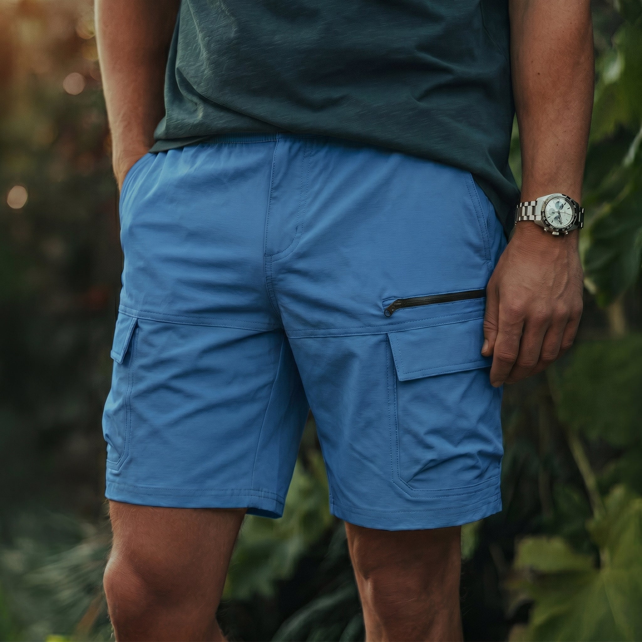 Men's Quick Dry Cargo Shorts Dark Blue by MAGCOMSEN