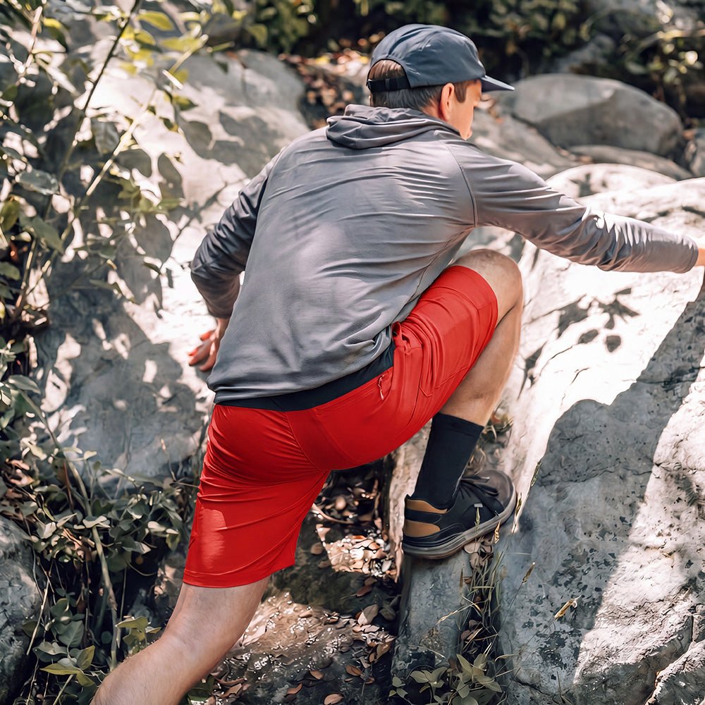 Red Men's Quick Dry Cargo Shorts - MAGCOMSEN #Color_Red