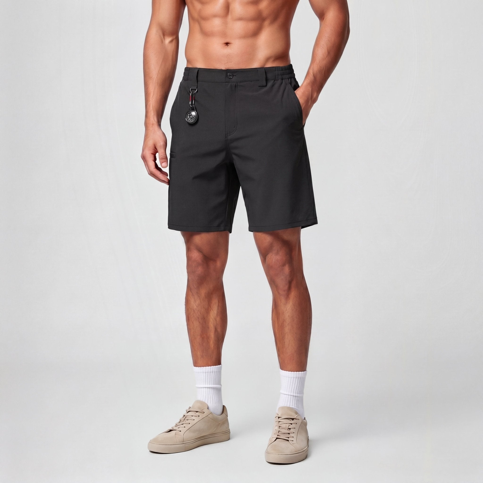 Men's Stretch Cotton Cargo Shorts - Below Knee Utility Work Shorts Black by MAGCOMSEN