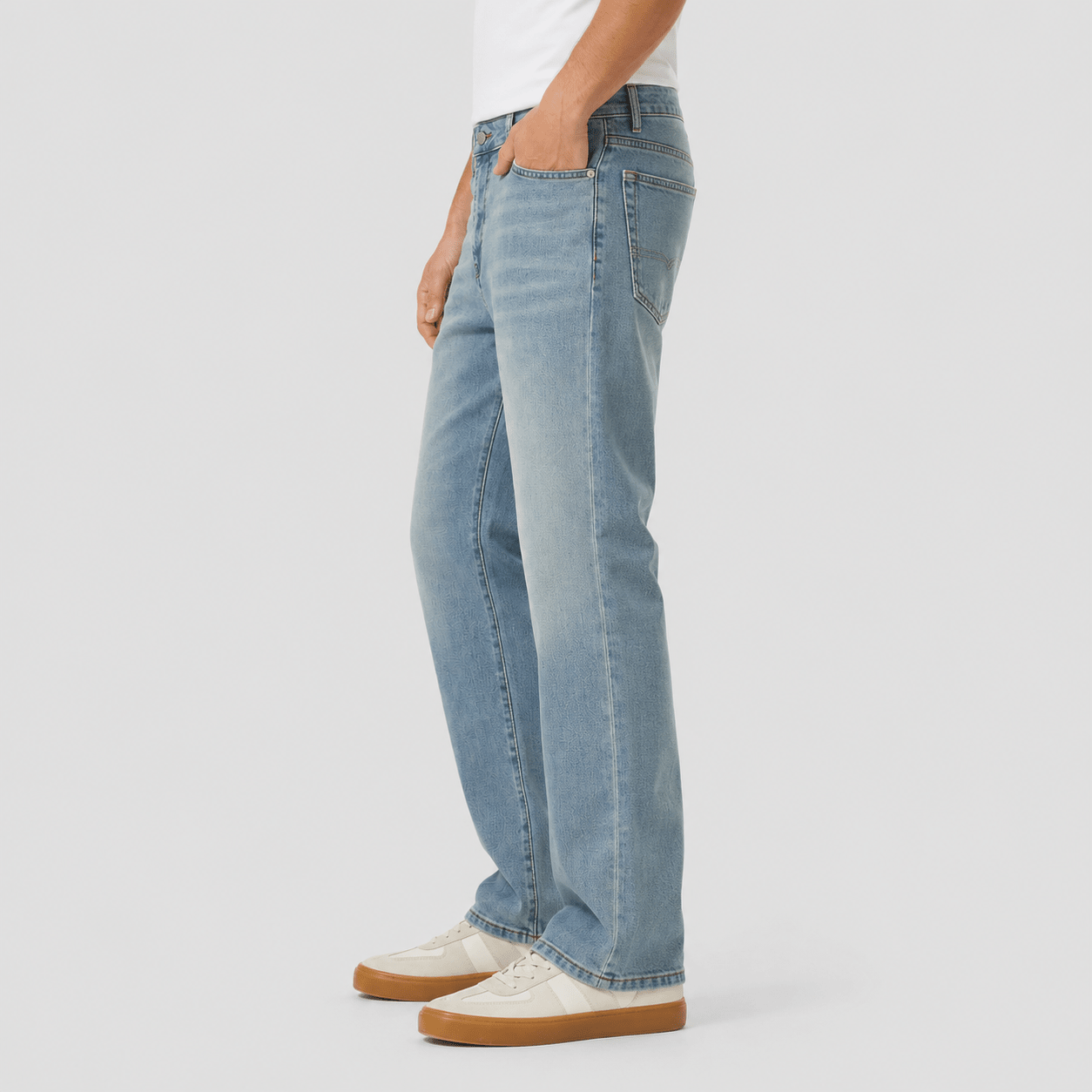 Men's Stretch Flare Jeans - Light Wash Bootcut Denim Pants Light Blue by MAGCOMSEN