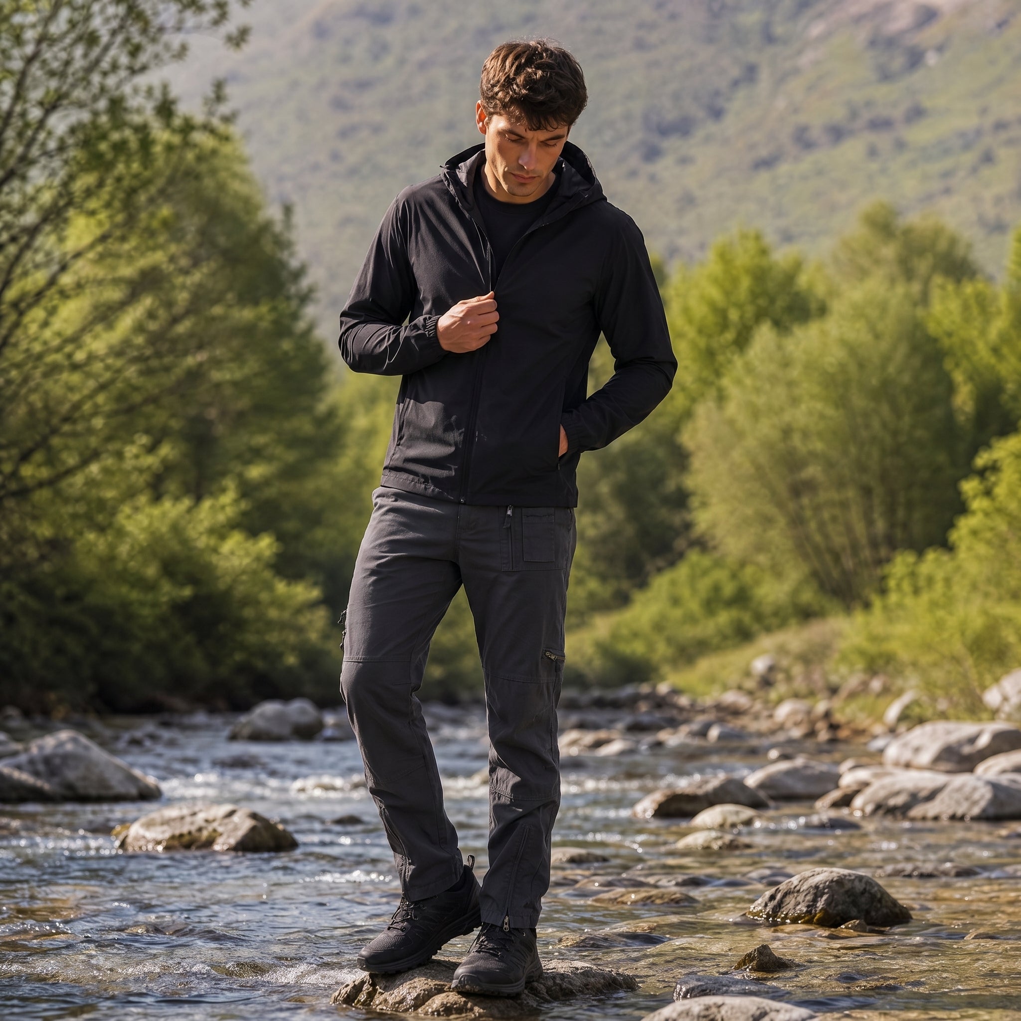 Men's Tactical Cargo Pants with 9 Pockets for Hiking Grey by MAGCOMSEN