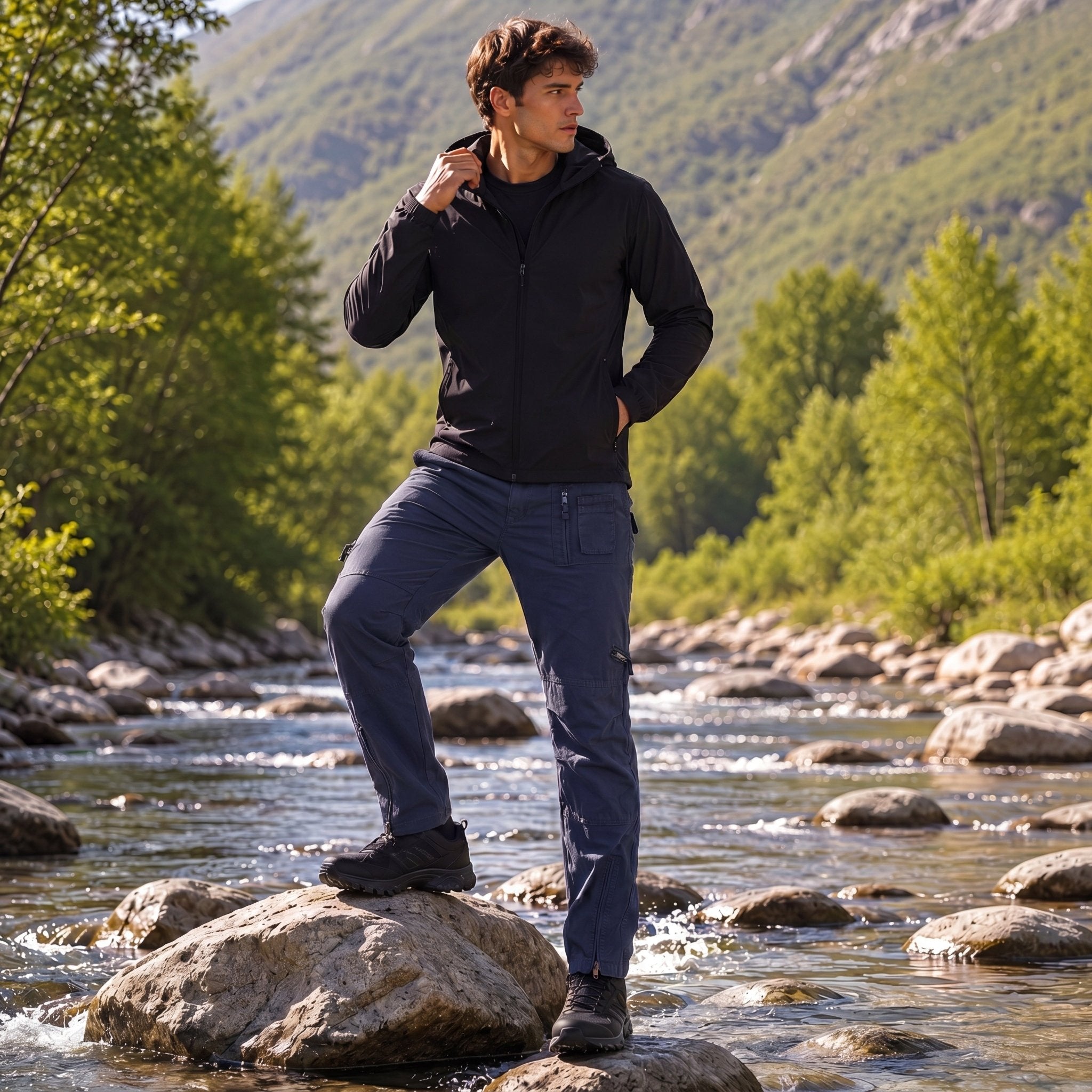Men's Tactical Cargo Pants with 9 Pockets for Hiking Navy by MAGCOMSEN