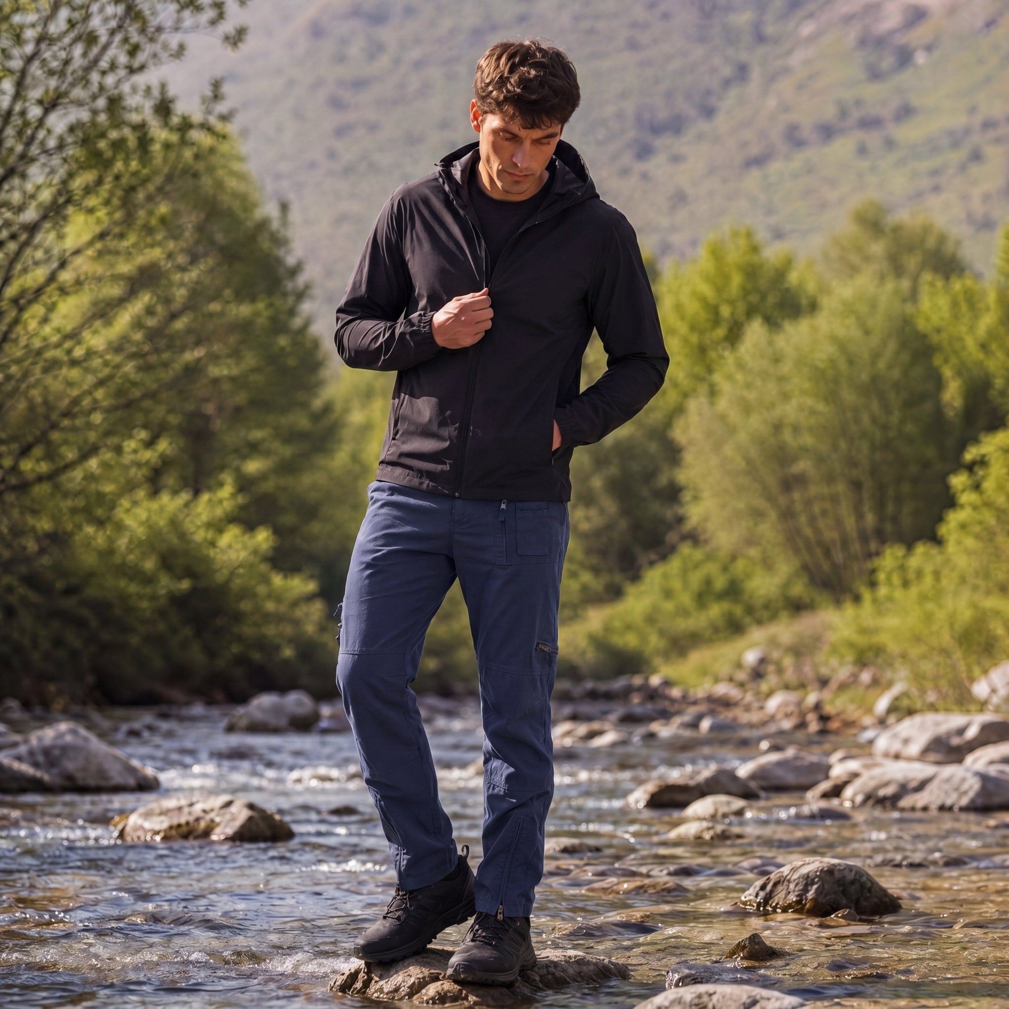 Men's Tactical Cargo Pants with 9 Pockets for Hiking Navy by MAGCOMSEN