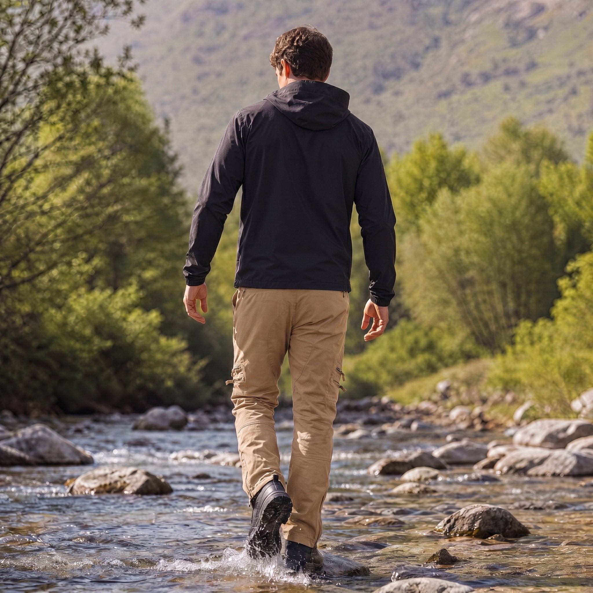 Men's Tactical Cargo Pants with 9 Pockets for Hiking Dark Khaki by MAGCOMSEN