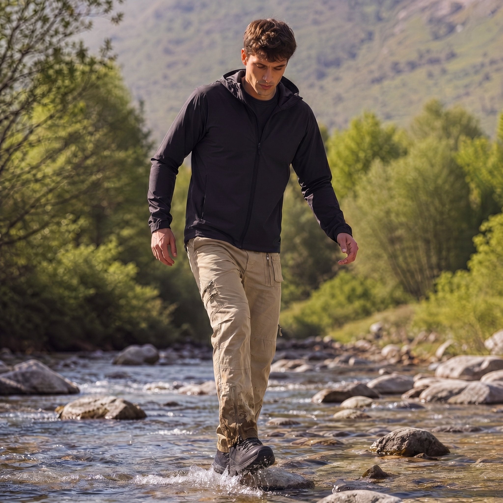 Men's Tactical Cargo Pants with 9 Pockets for Hiking Sand by MAGCOMSEN