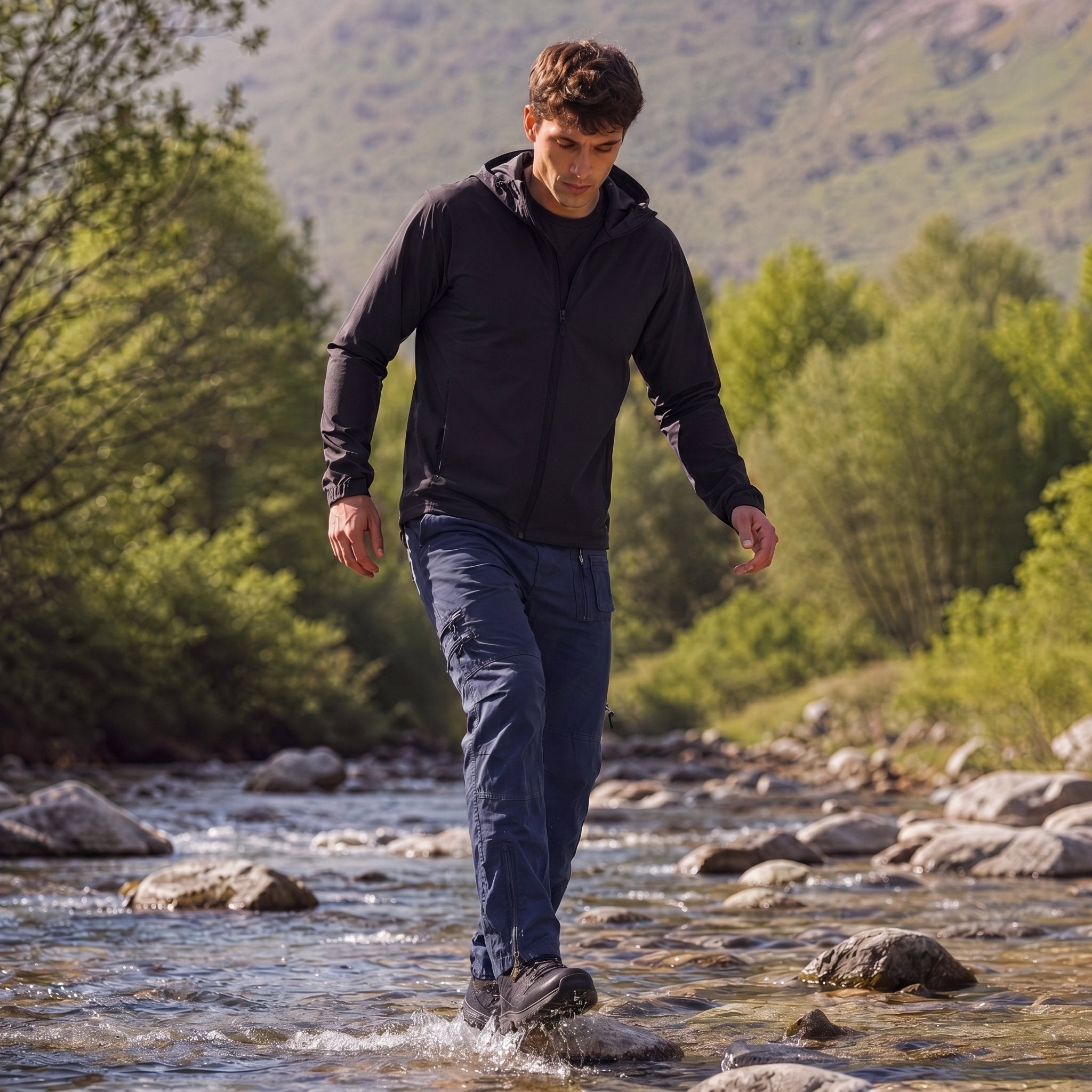 Men's Tactical Cargo Pants with 9 Pockets for Hiking Navy by MAGCOMSEN