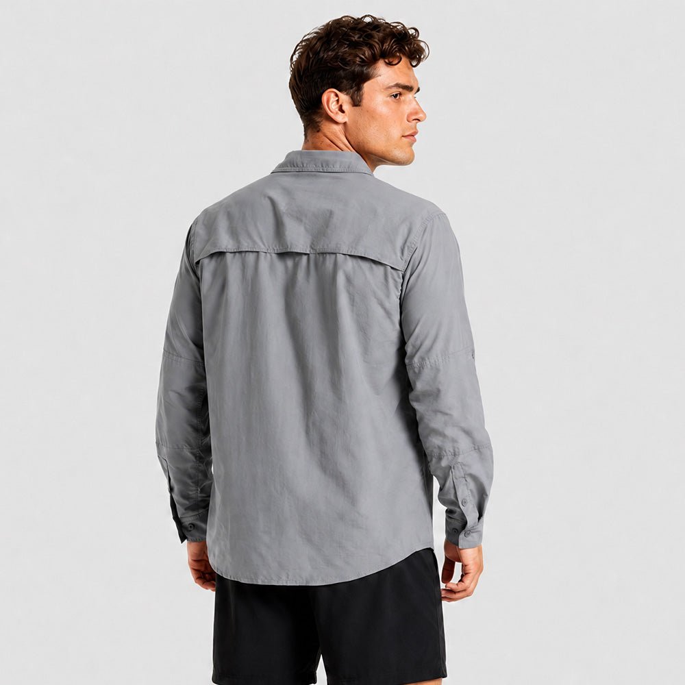 Men's Tactical Shirt, Quick-Dry & UV Protection for Hiking Light-grey by MAGCOMSEN