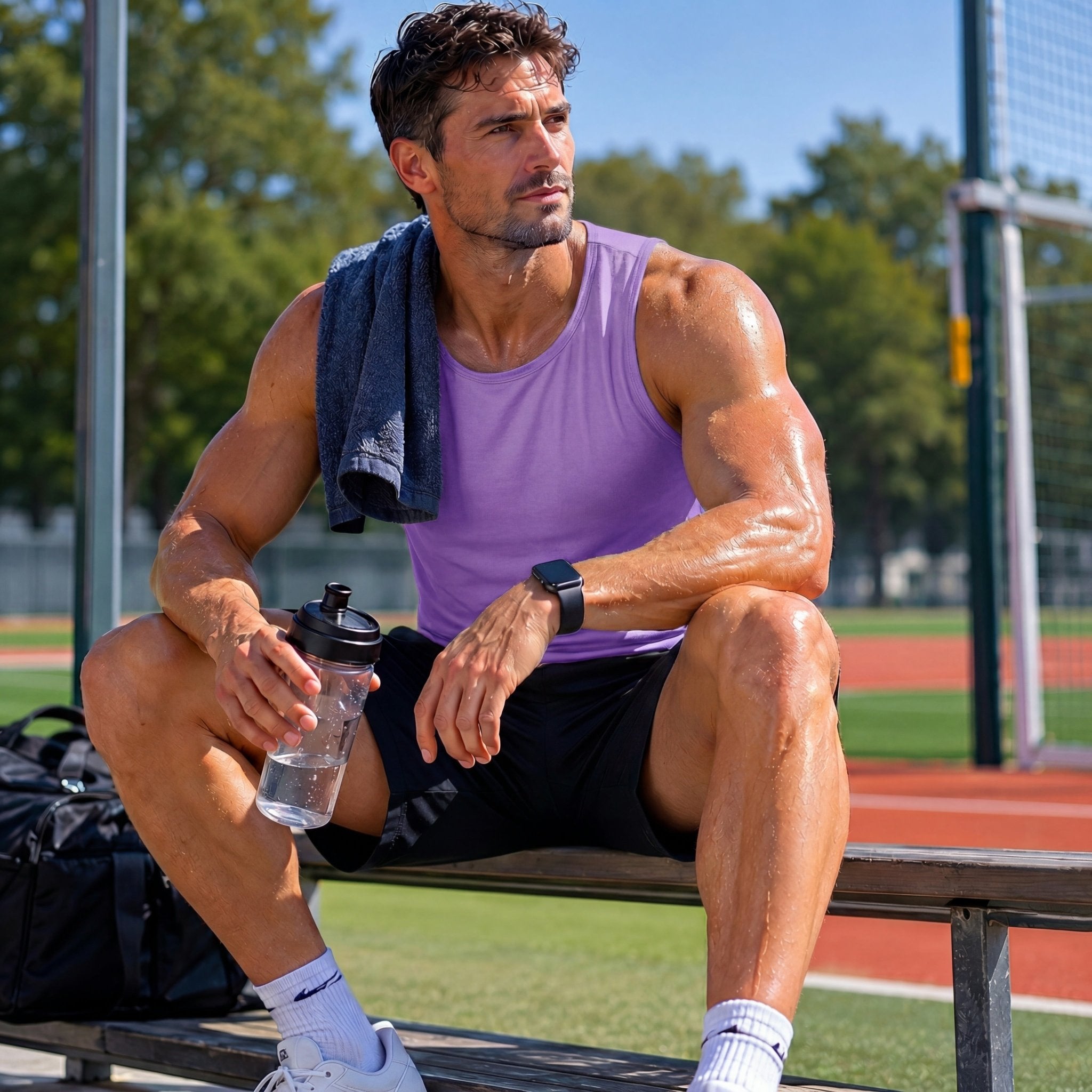 【New In】Men's UPF 50+ Muscle Tank for Summer Workouts Light Purple by MAGCOMSEN