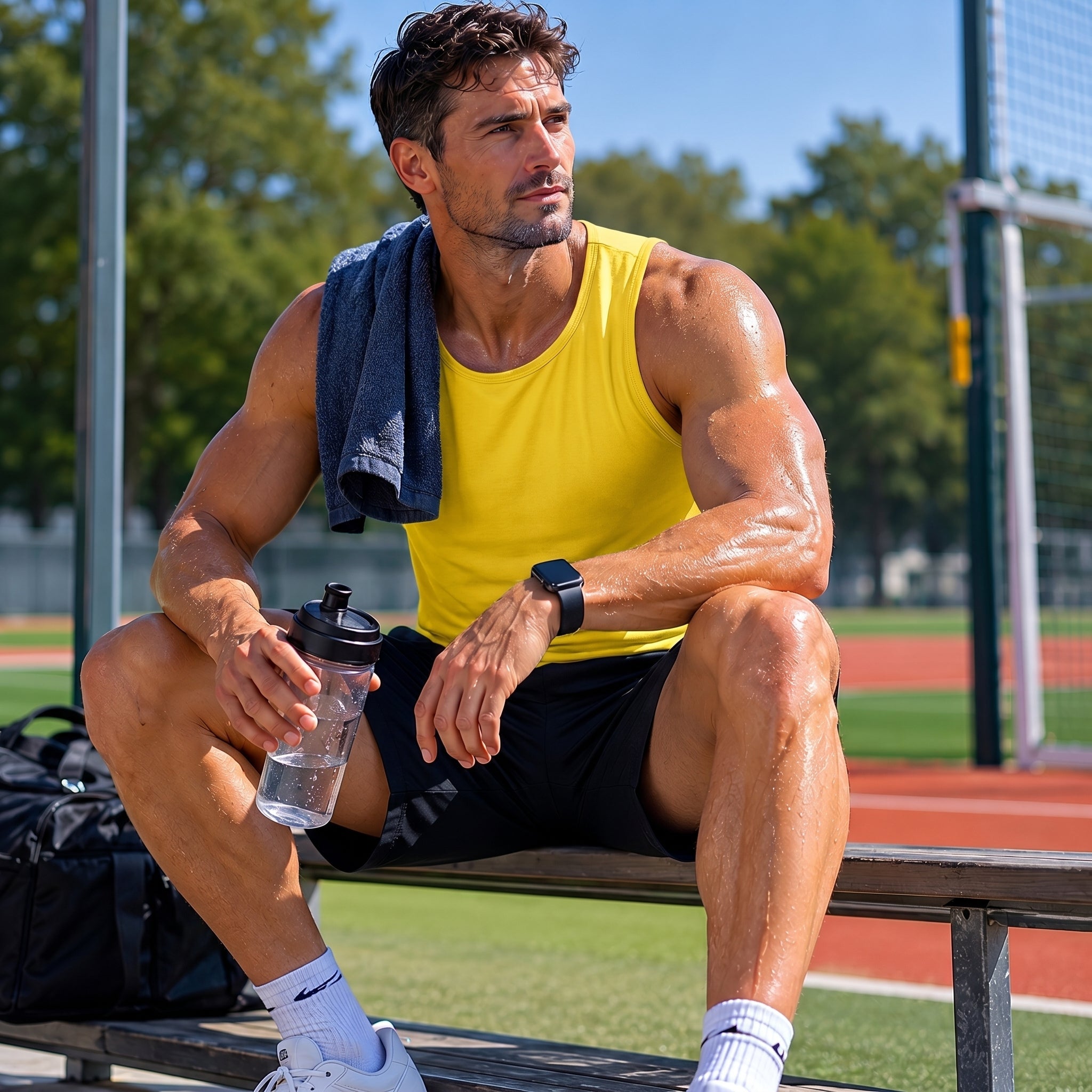 【New In】Men's UPF 50+ Muscle Tank for Summer Workouts Yellow by MAGCOMSEN
