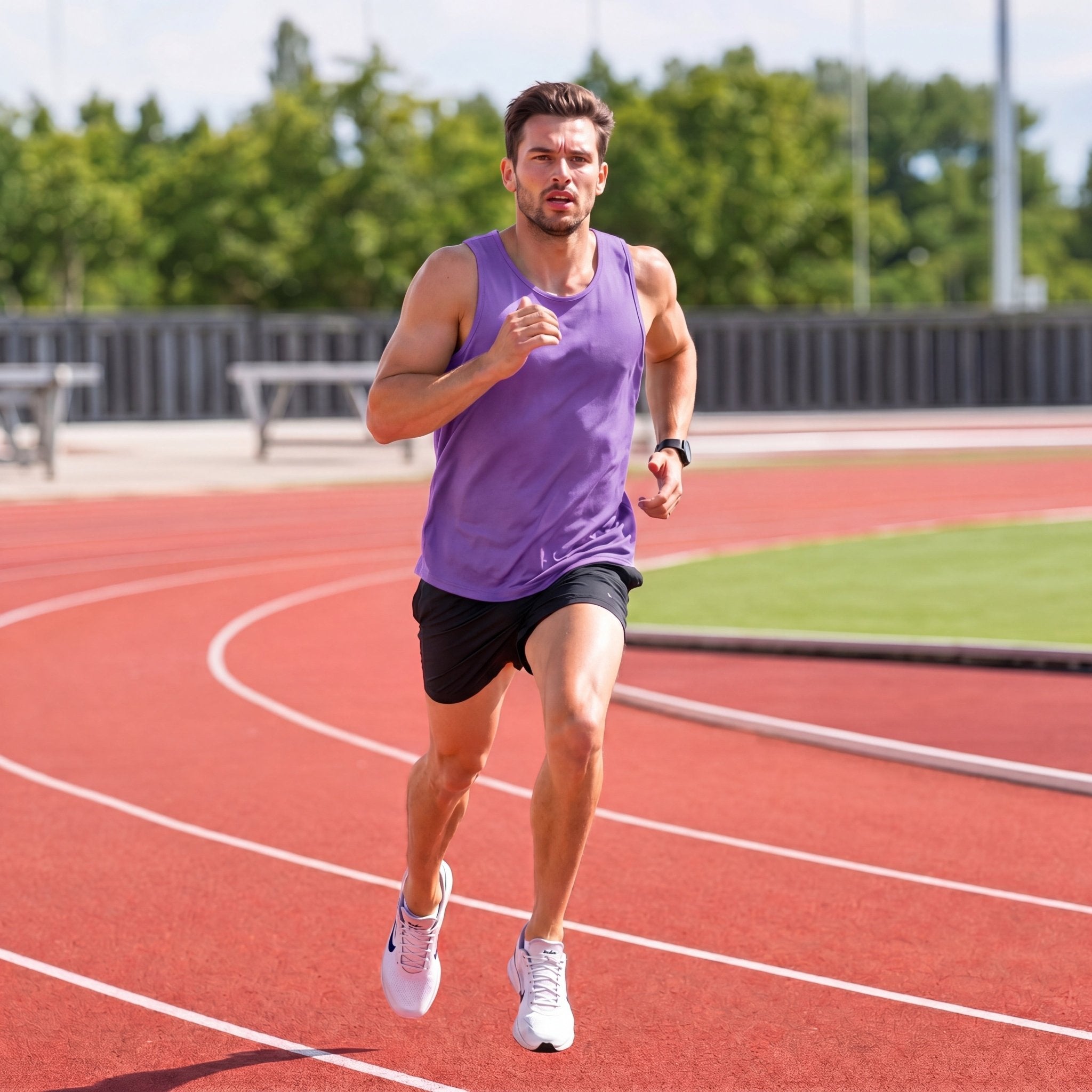 【New In】Men's UPF 50+ Muscle Tank for Summer Workouts Light Purple by MAGCOMSEN