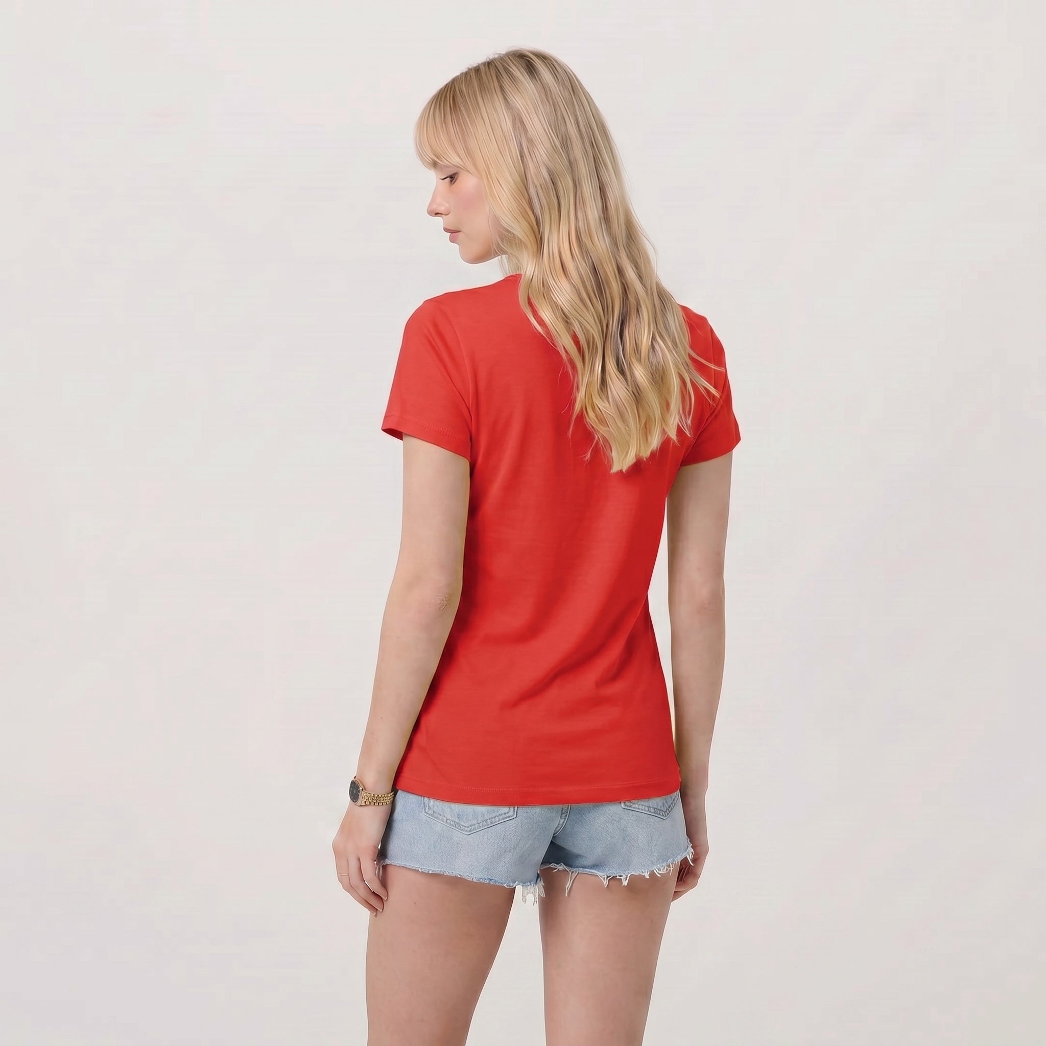 Red MAGCOMSEN Women UPF 50 Plus V Neck Workout Top - Cooling Quick Dry Hiking Shirt in #Color_Red