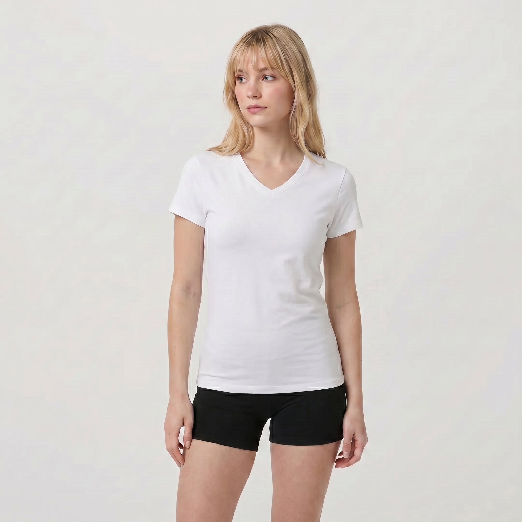White MAGCOMSEN Women UPF 50 Plus V Neck Workout Top - Cooling Quick Dry Hiking Shirt in #Color_White