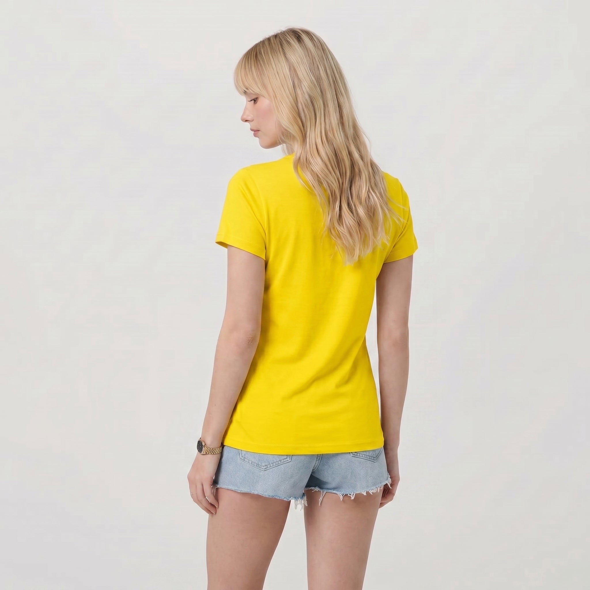 Yellow MAGCOMSEN Women UPF 50 Plus V Neck Workout Top - Cooling Quick Dry Hiking Shirt in #Color_Yellow