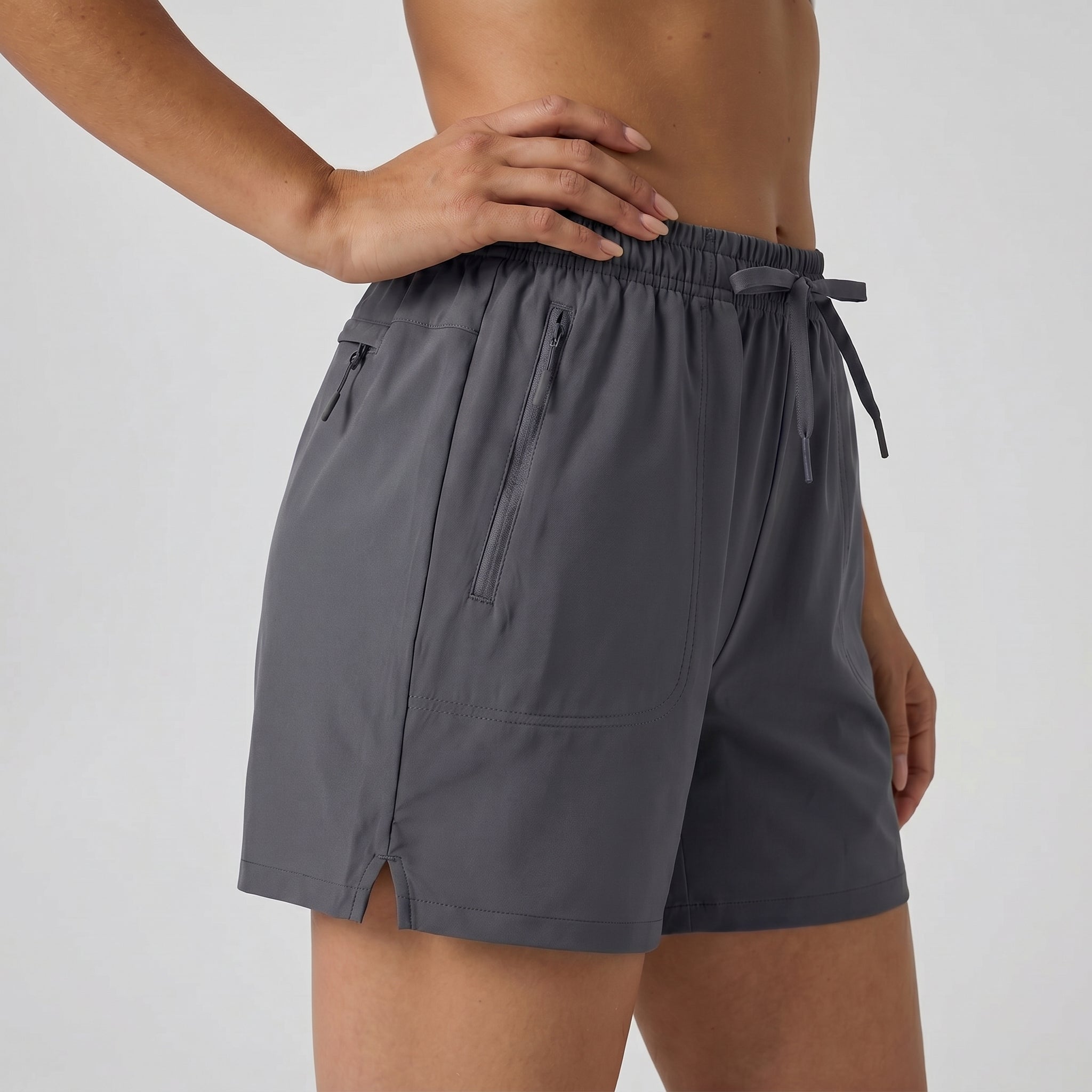 Dark Grey MAGCOMSEN Women's 5 Inch Water Resistant Hiking Shorts UPF 50 Plus Quick Dry Golf Shorts with Zipper Pockets in #Color_Dark Grey
