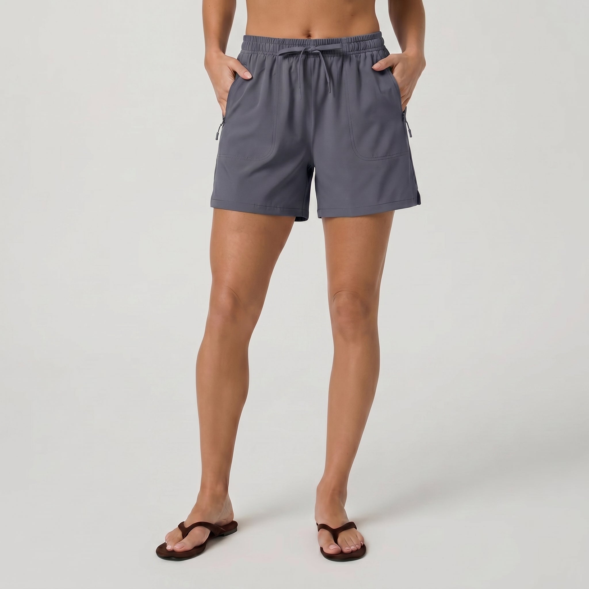 Dark Grey MAGCOMSEN Women's 5 Inch Water Resistant Hiking Shorts UPF 50 Plus Quick Dry Golf Shorts with Zipper Pockets in #Color_Dark Grey