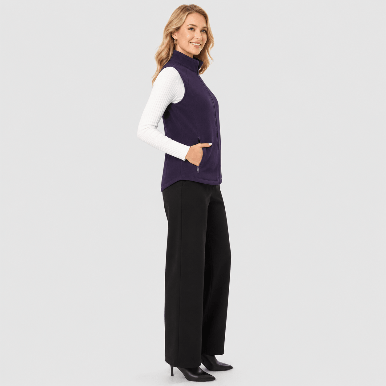 Deep Purple MAGCOMSEN Women's Fleece Vest Sleeveless Lightweight Warmth Jackets in #Color_Deep Purple